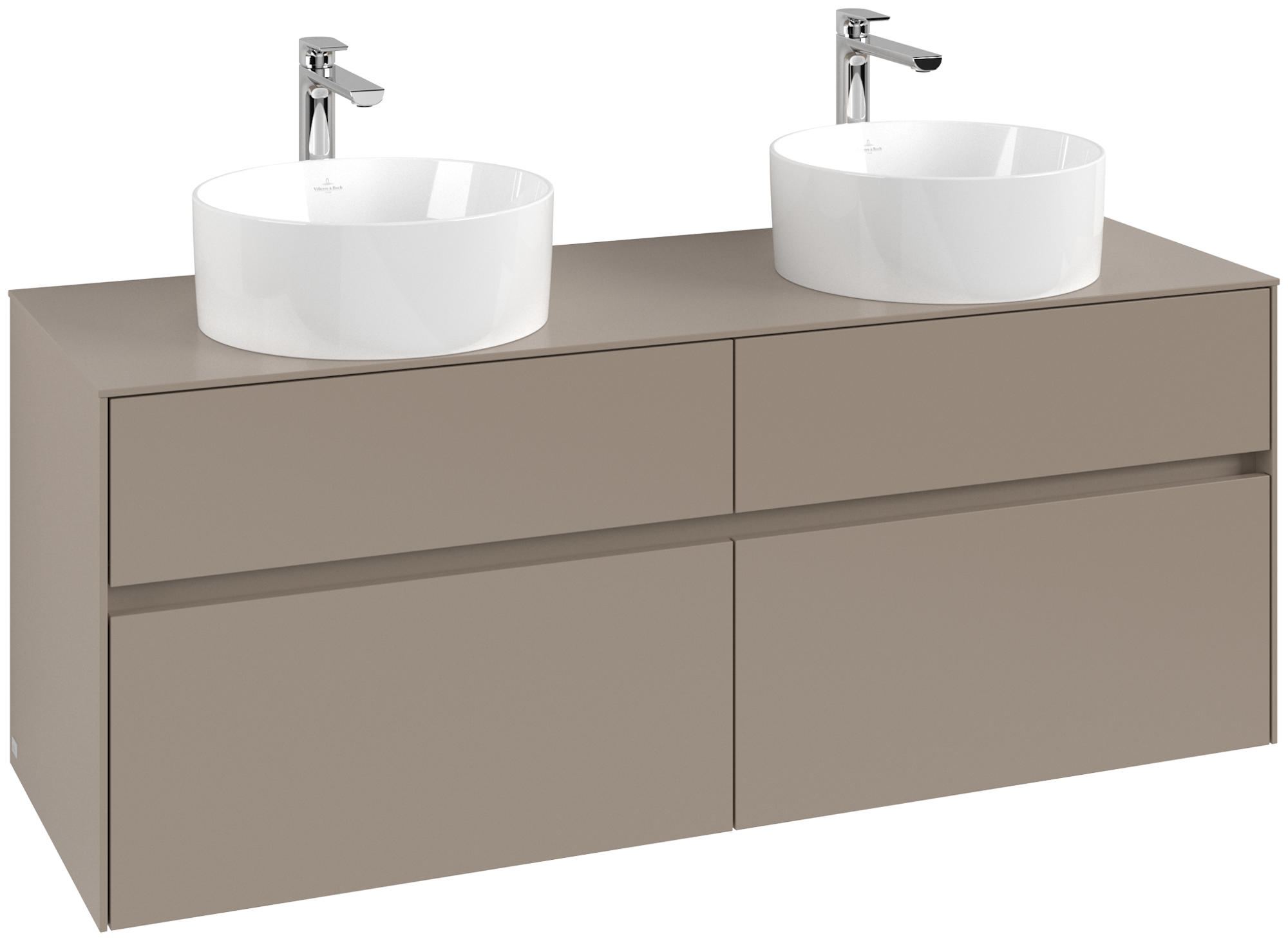 Villeroy & Boch Collaro Waschbeckenunterschrank, 4 Auszüge, 1400x548x500mm, Korpus: Taupe, Front: Taupe