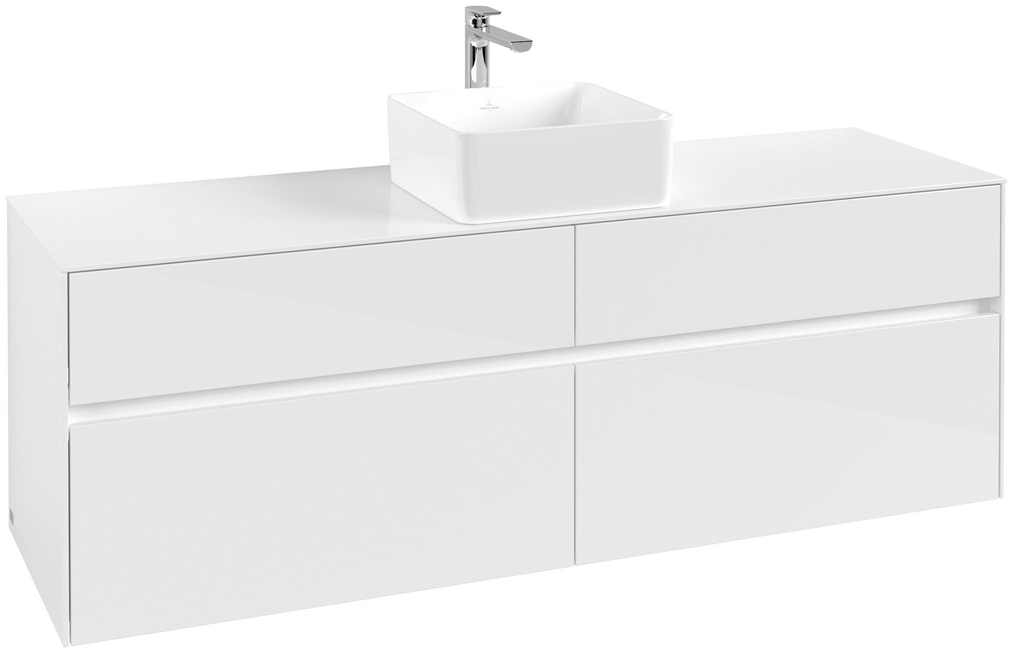 Villeroy & Boch Collaro Waschbeckenunterschrank, 4 Auszüge, 1600x548x500mm, Korpus: Glossy White, Front: Glossy White
