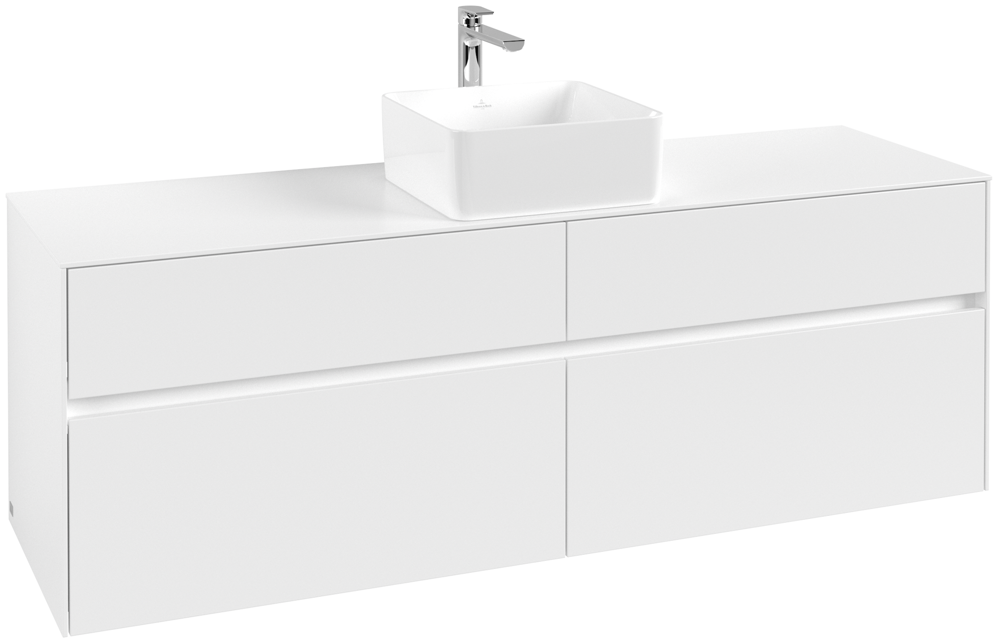 Villeroy & Boch Collaro Wastafelonderkast, 4 uittrekladen, 1600x548x500mm, Corpus: White Matt, Front: White Matt