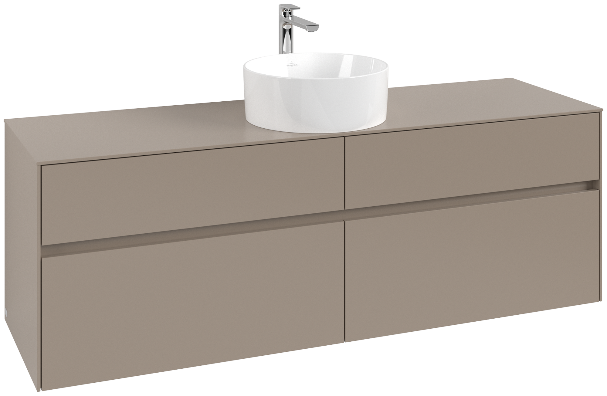 Villeroy & Boch Collaro Waschbeckenunterschrank, 4 Auszüge, 1600x548x500mm, Korpus: Taupe, Front: Taupe