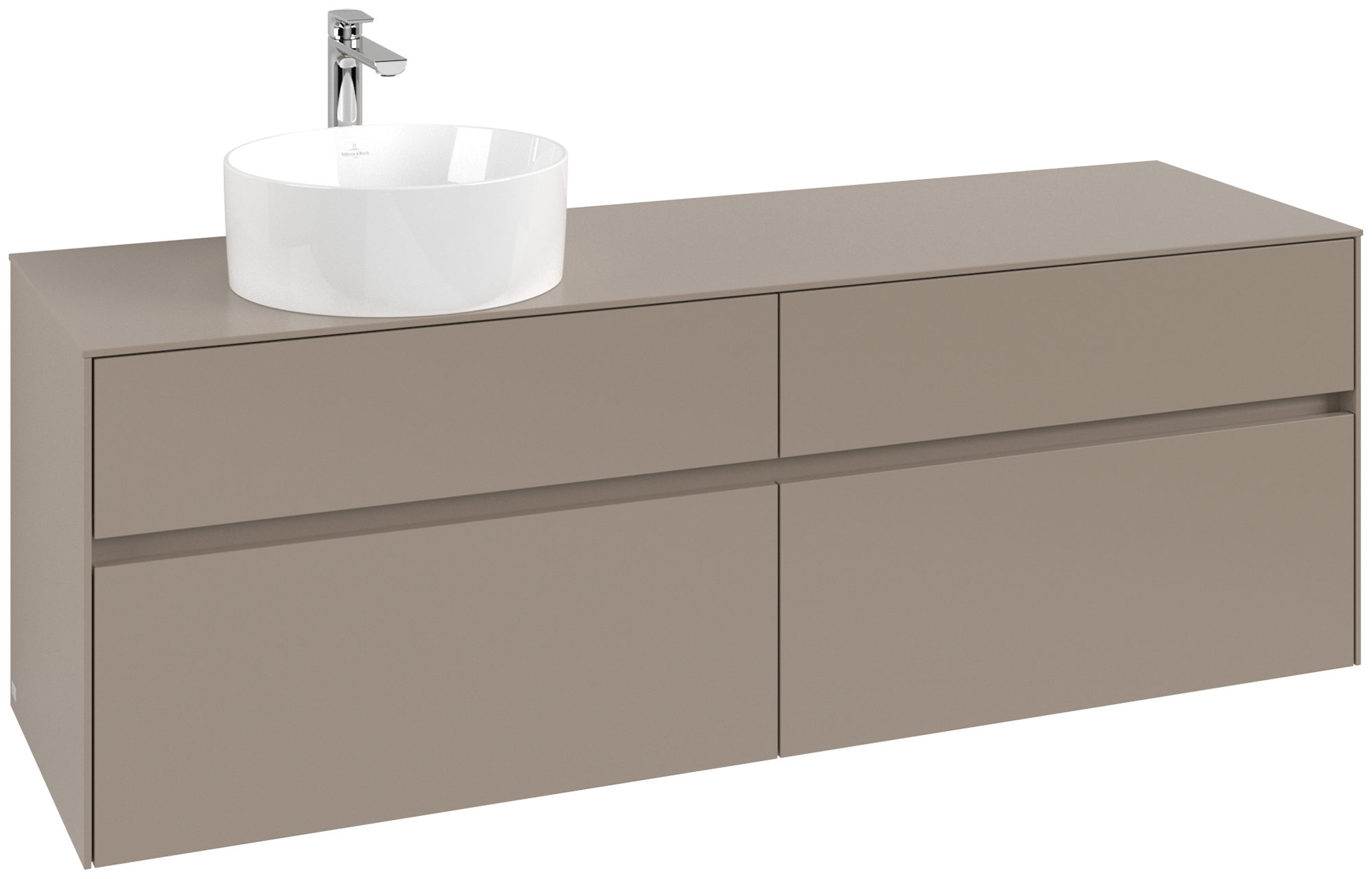 Villeroy & Boch Collaro Waschbeckenunterschrank, 4 Auszüge, 1600x548x500mm, Korpus: Taupe, Front: Taupe