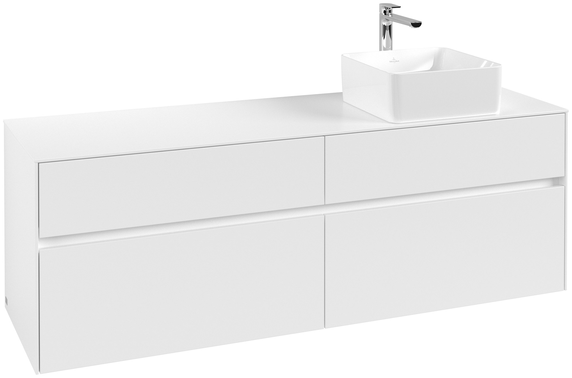 Villeroy & Boch Collaro Waschbeckenunterschrank, 4 Auszüge, 1600x548x500mm, Korpus: White Matt, Front: White Matt