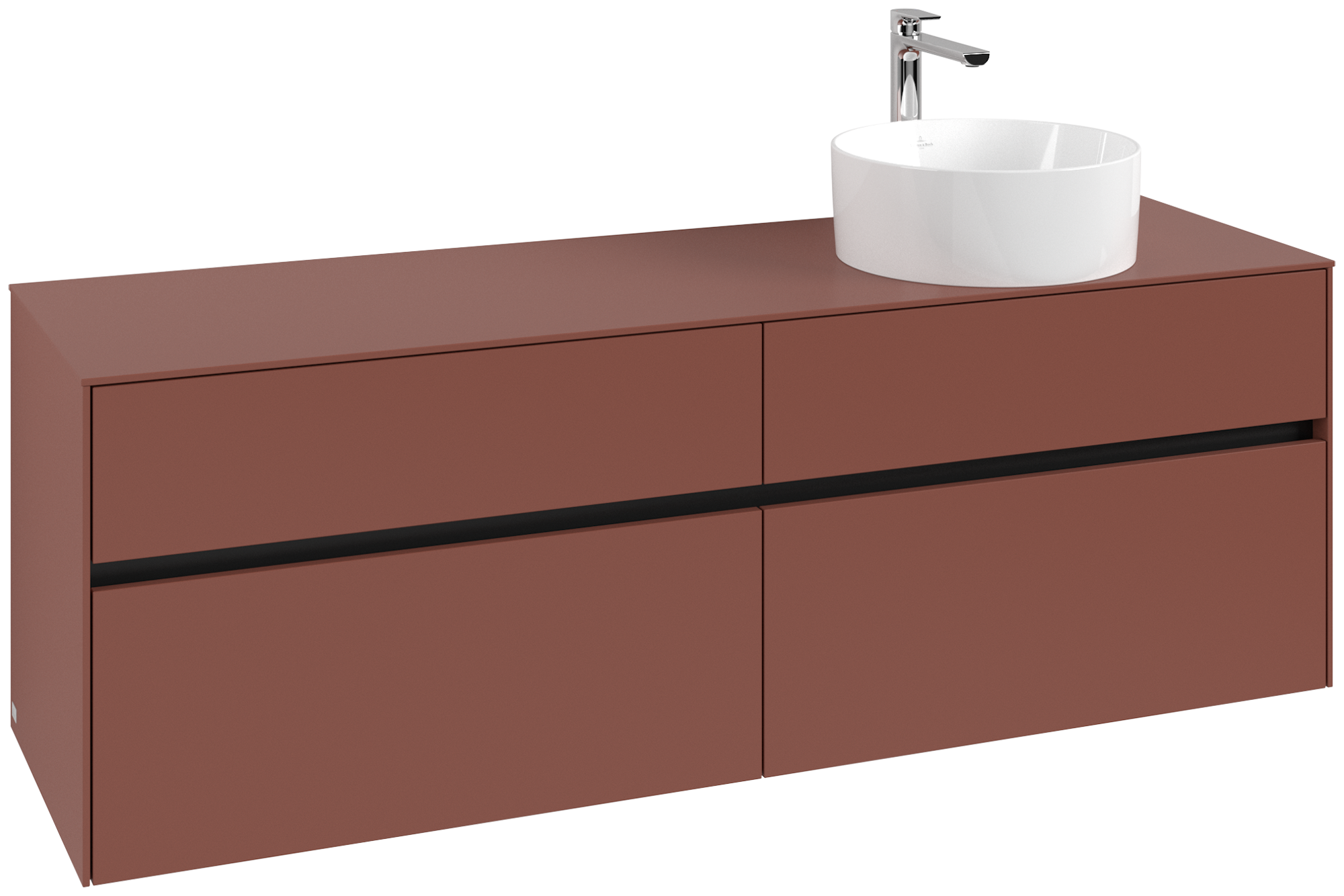Villeroy & Boch Collaro Mobile sottolavabo, con illuminazione, 4 vani estraibili, 1600x548x500mm, Corpo: Wine Red, Fronte: Wine Red