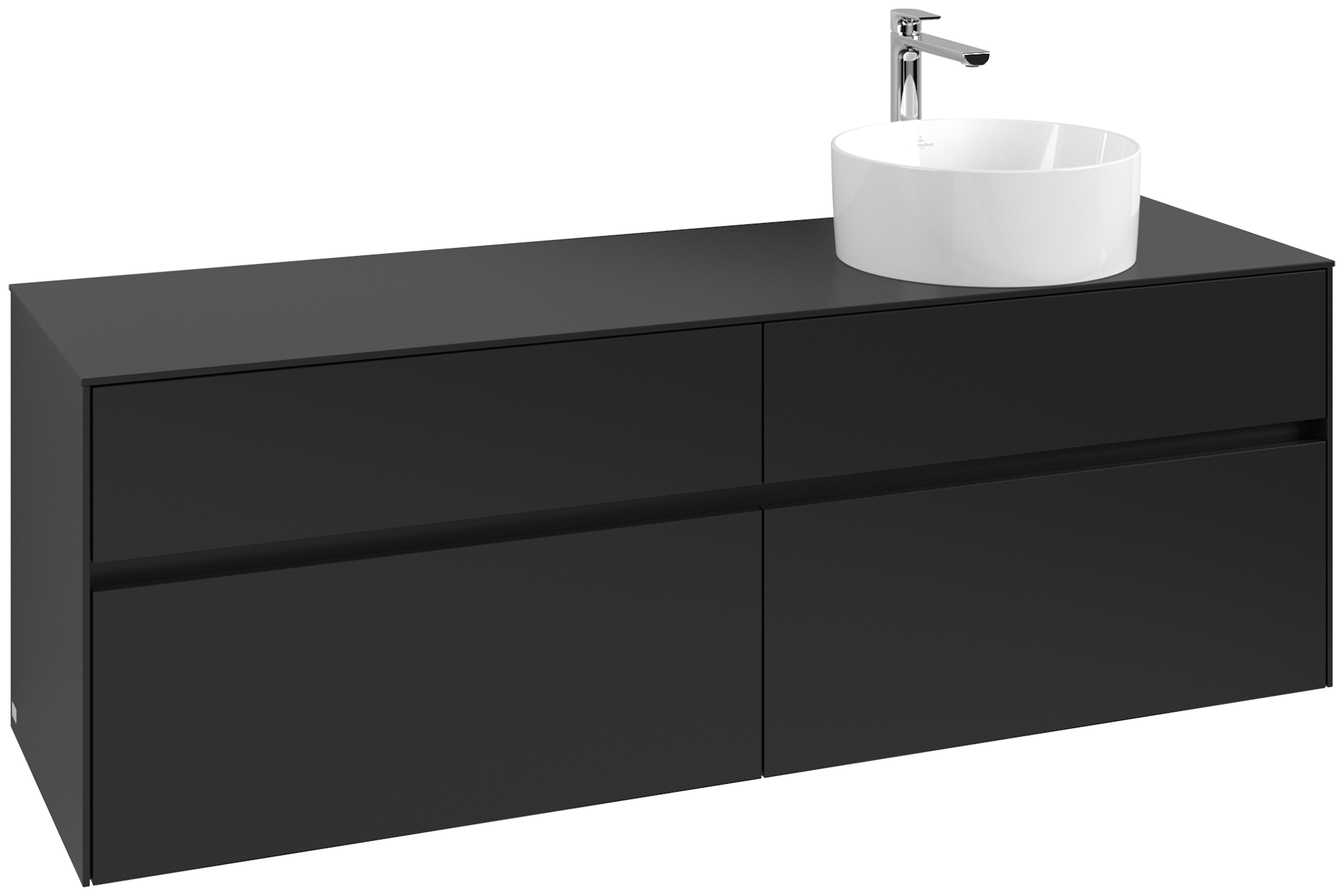 Villeroy & Boch Collaro Mobile sottolavabo, con illuminazione, 4 vani estraibili, 1600x548x500mm, Corpo: Volcano Black, Fronte: Volcano Black