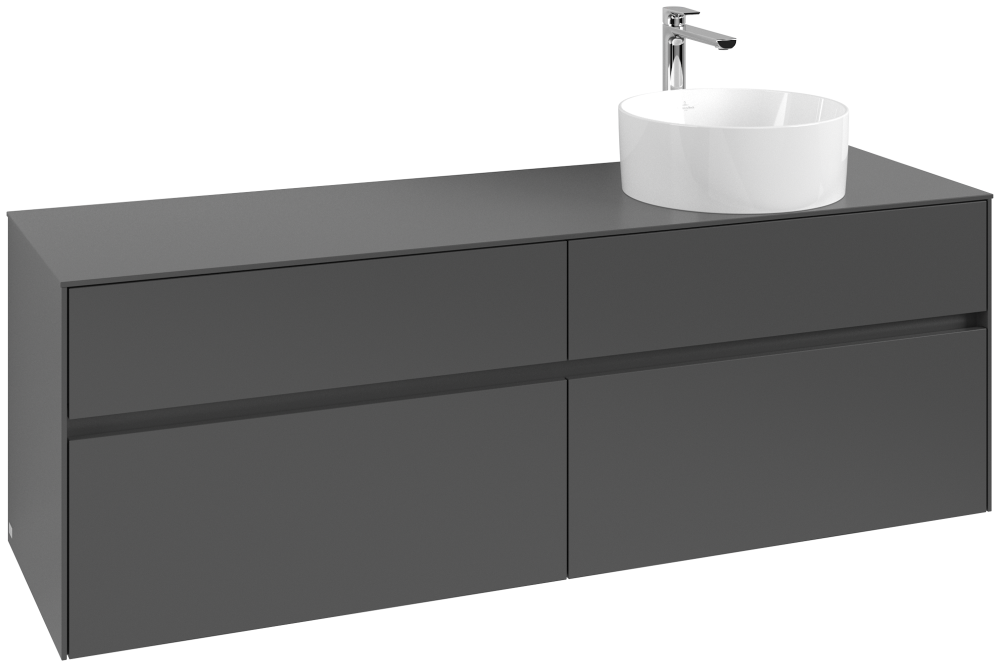 Villeroy & Boch Collaro Mobile sottolavabo, con illuminazione, 4 vani estraibili, 1600x548x500mm, Corpo: Graphite, Fronte: Graphite