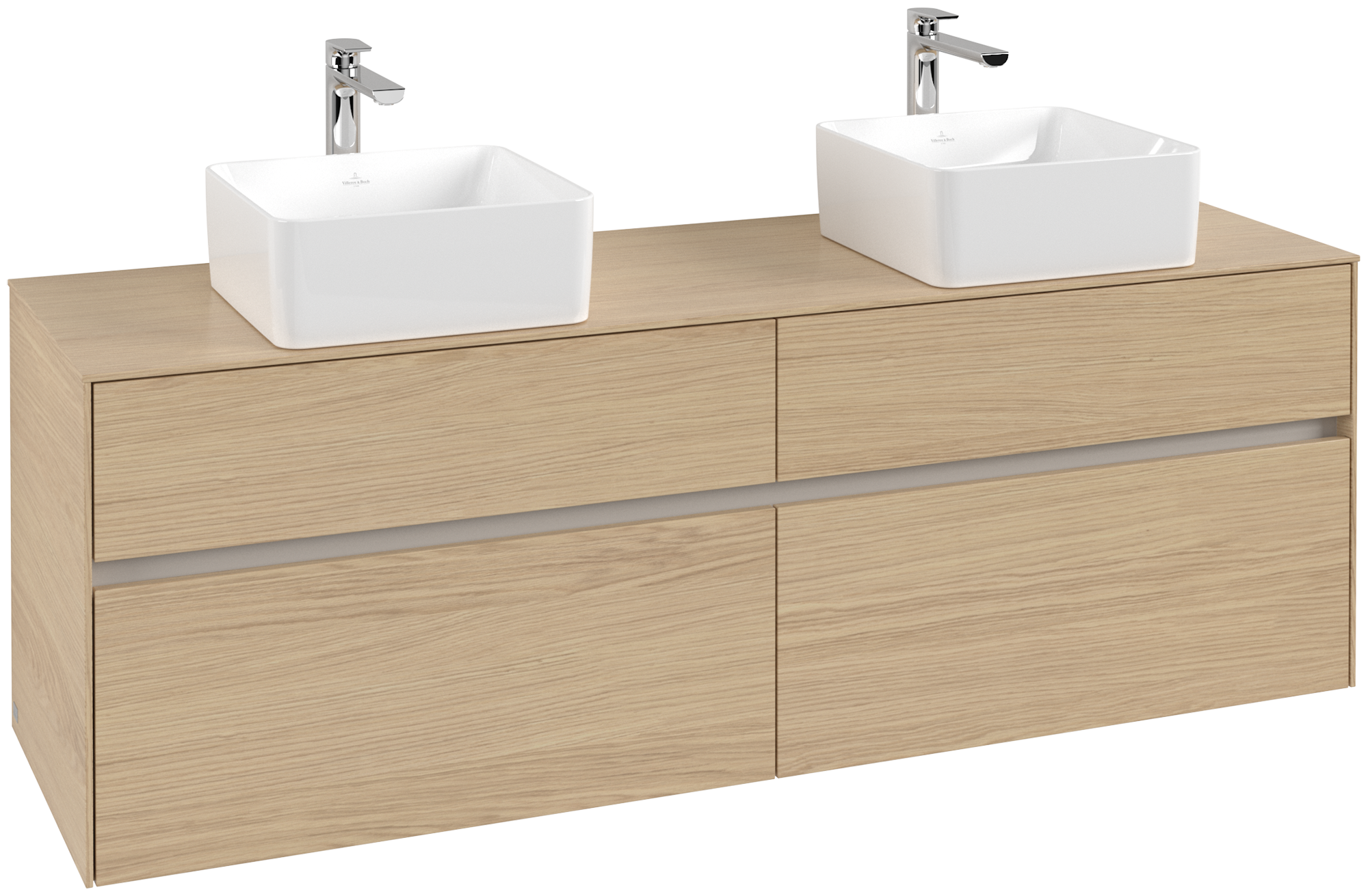 Villeroy & Boch Collaro Wastafelonderkast, 4 uittrekladen, 1600x548x500mm, Corpus: Nordic Oak, Front: Nordic Oak