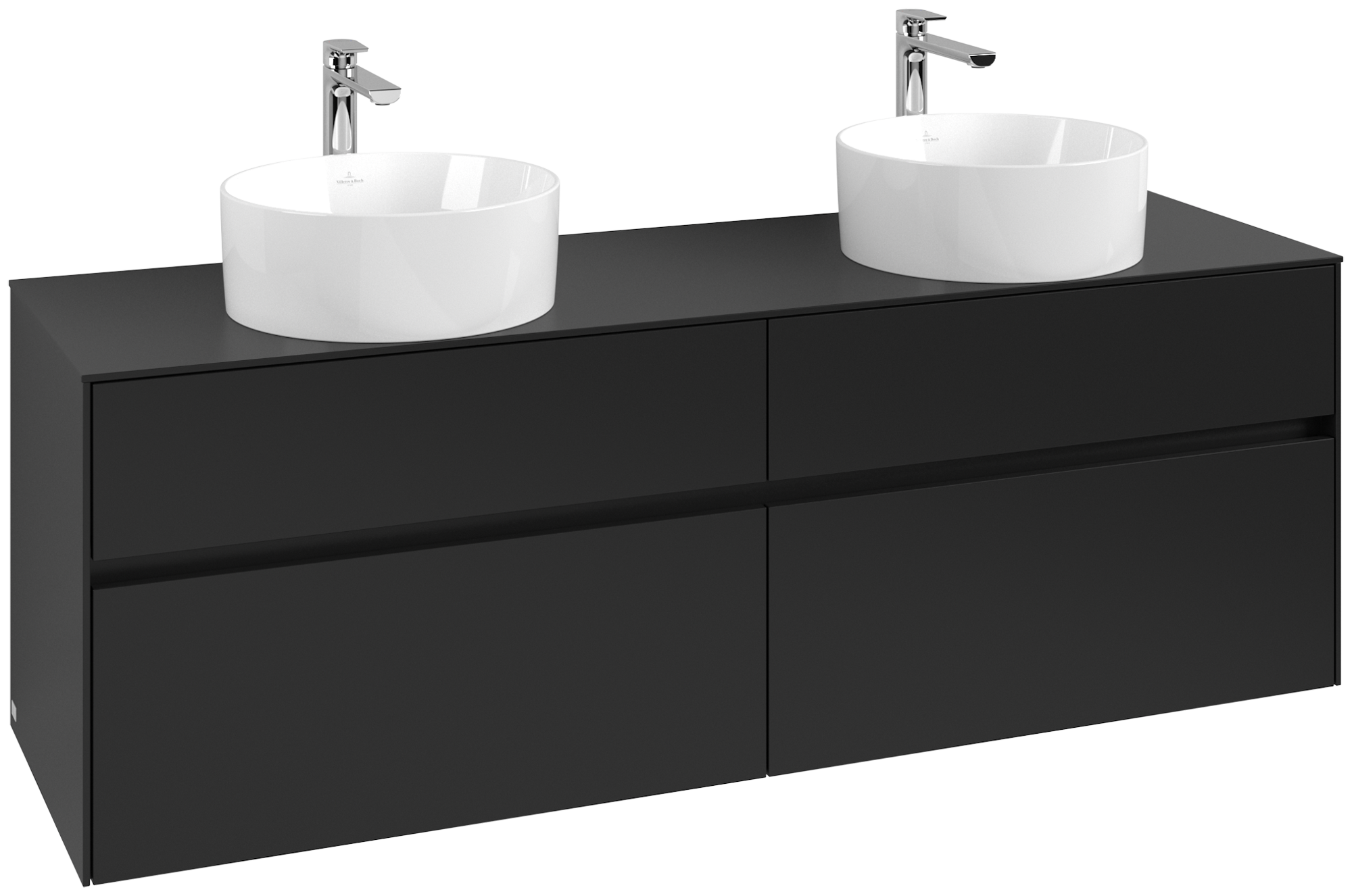 Villeroy & Boch Collaro Mobile sottolavabo, con illuminazione, 4 vani estraibili, 1600x548x500mm, Corpo: Volcano Black, Fronte: Volcano Black