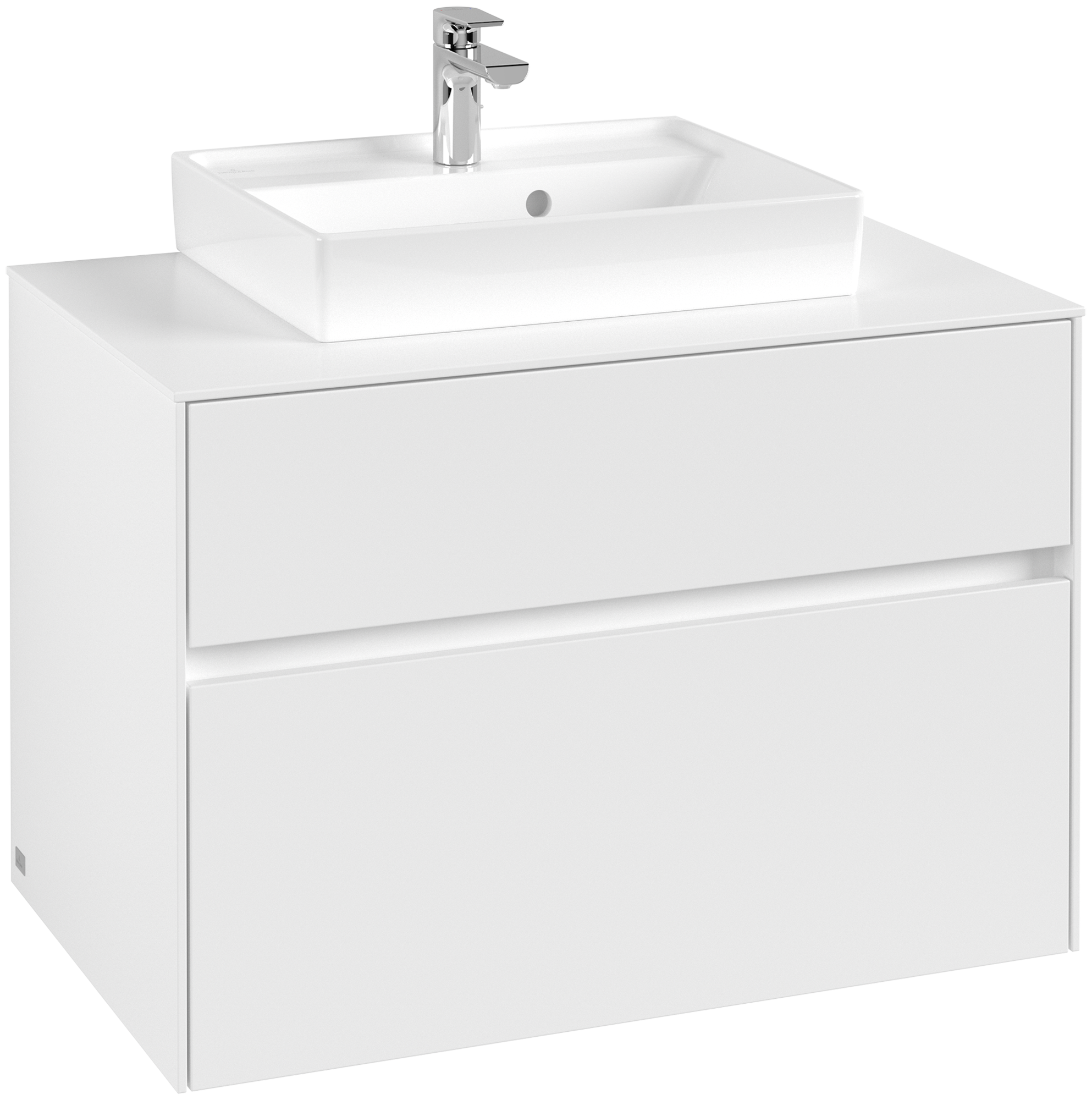 Villeroy & Boch Collaro Meuble sous plan, 2 tiroirs sur rails, 800x548x500mm, Caisson: White Matt, Façade: White Matt