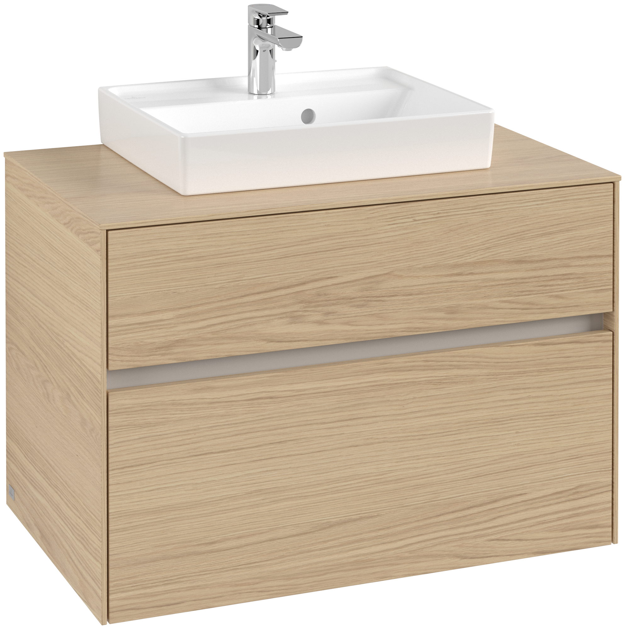 Villeroy & Boch Collaro Waschbeckenunterschrank, 2 Auszüge, 800x548x500mm, Korpus: Nordic Oak, Front: Nordic Oak