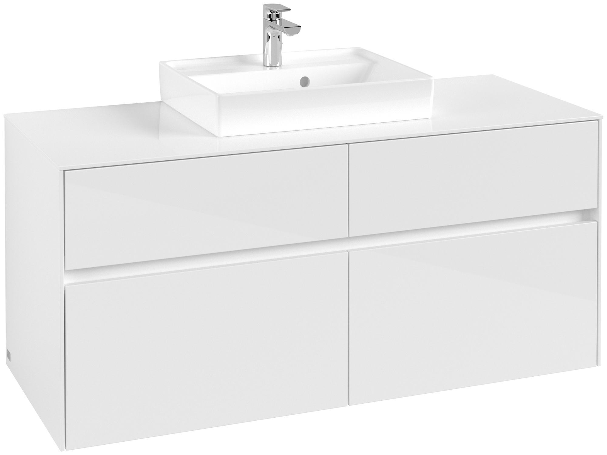 Villeroy & Boch Collaro Waschbeckenunterschrank, 4 Auszüge, 1200x548x500mm, Korpus: Glossy White, Front: Glossy White