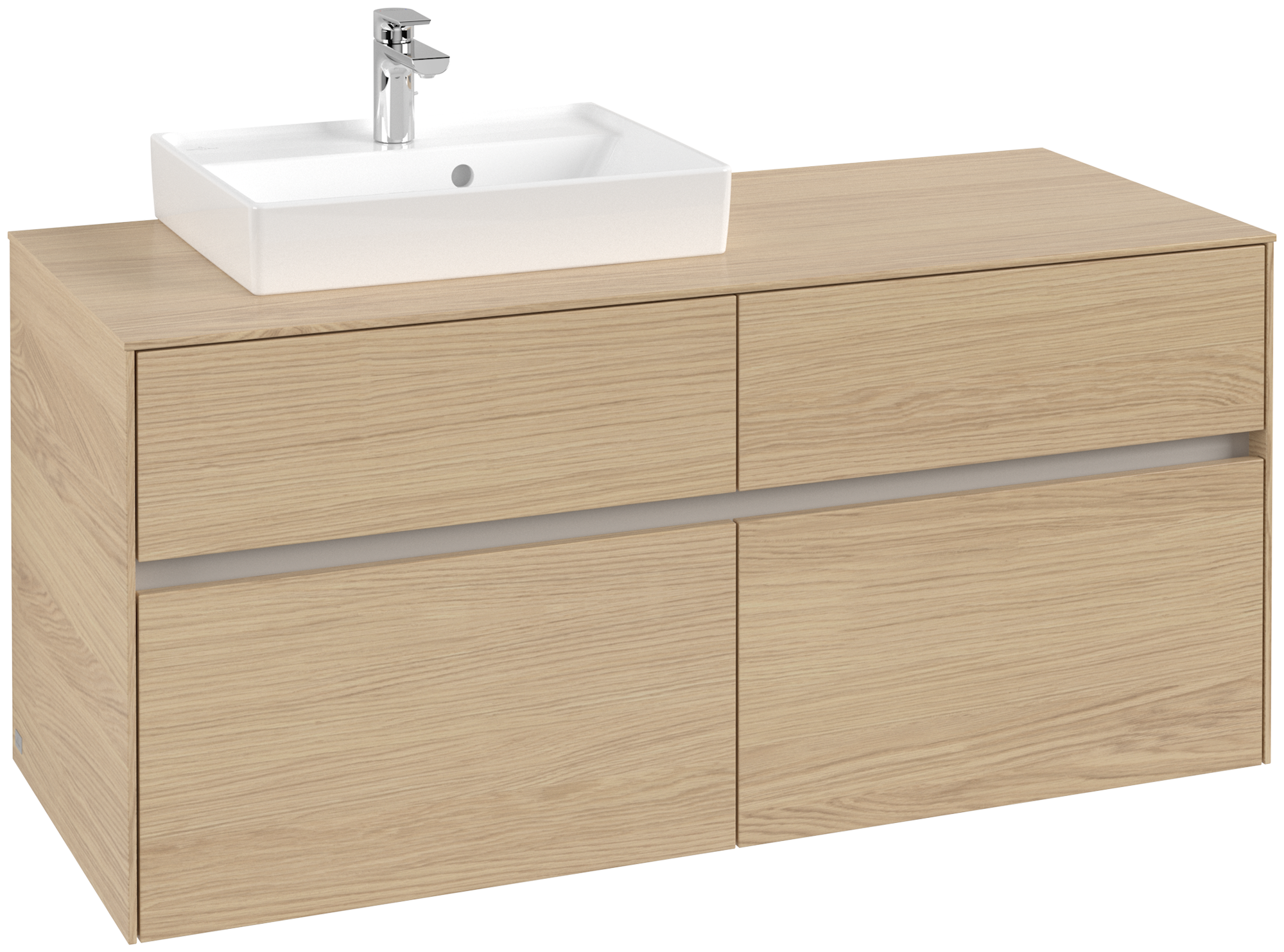 Villeroy & Boch Collaro Meuble sous plan, 4 tiroirs sur rails, 1200x548x500mm, Caisson: Nordic Oak, Façade: Nordic Oak