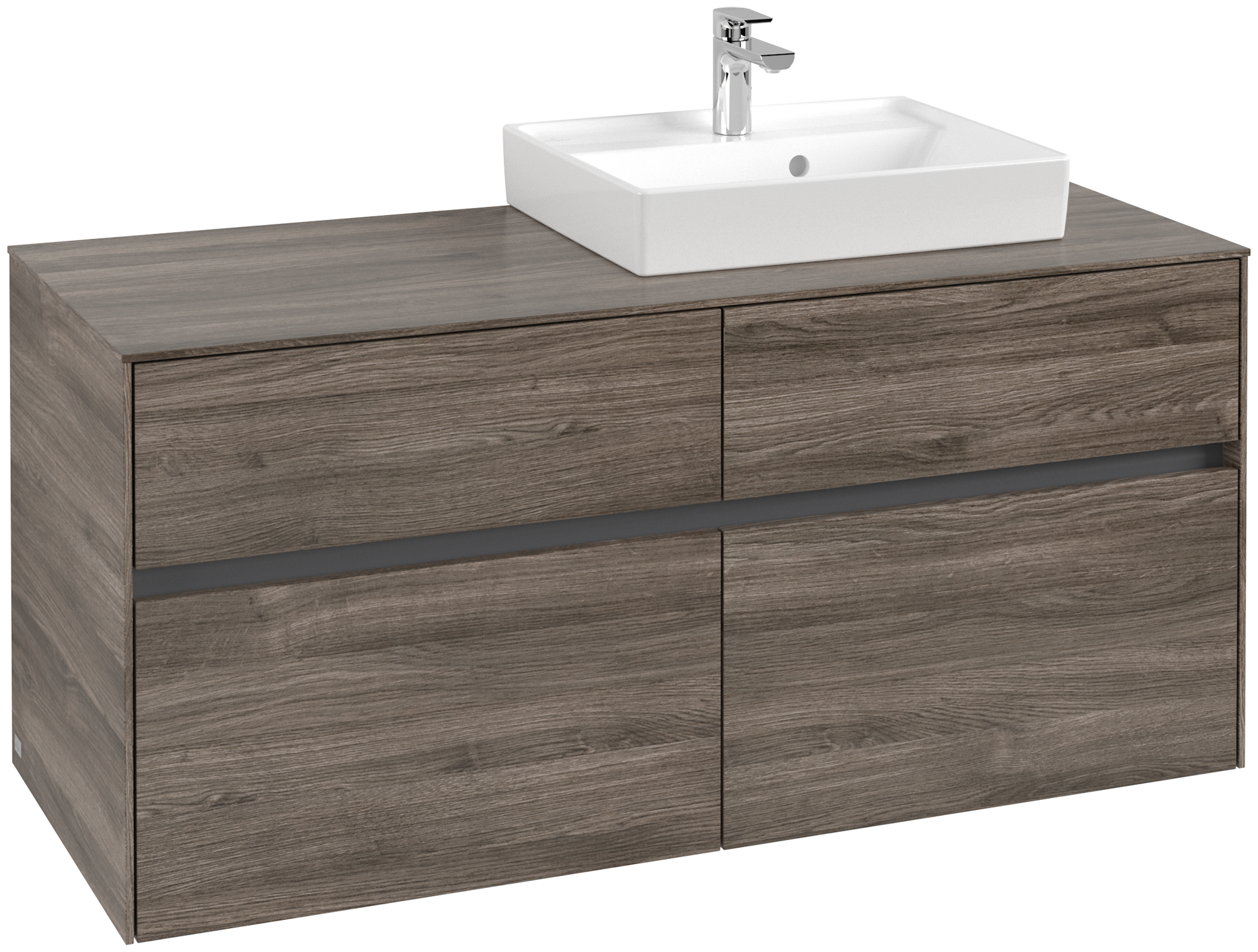 Villeroy & Boch Collaro Waschbeckenunterschrank, 4 Auszüge, 1200x548x500mm, Korpus: Stone Oak, Front: Stone Oak