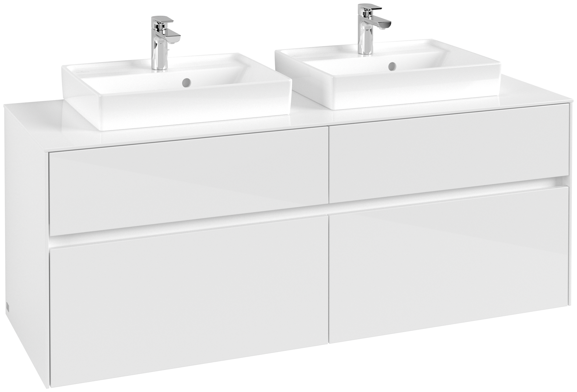 Villeroy & Boch Collaro Meuble sous plan, 4 tiroirs sur rails, 1400x548x500mm, Caisson: Glossy White, Façade: Glossy White