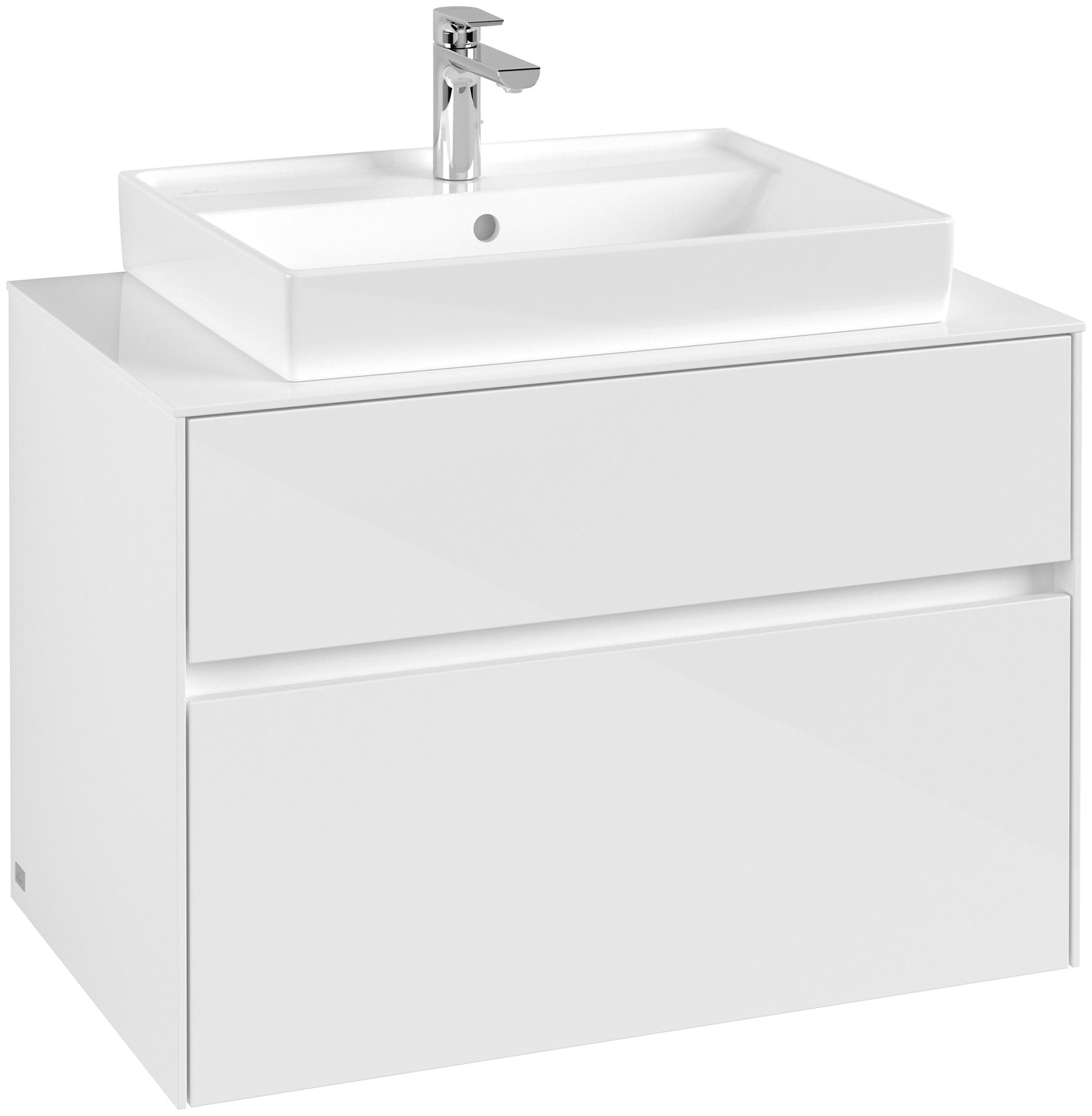 Villeroy & Boch Collaro Meuble sous plan, 2 tiroirs sur rails, 800x548x500mm, Caisson: Glossy White, Façade: Glossy White