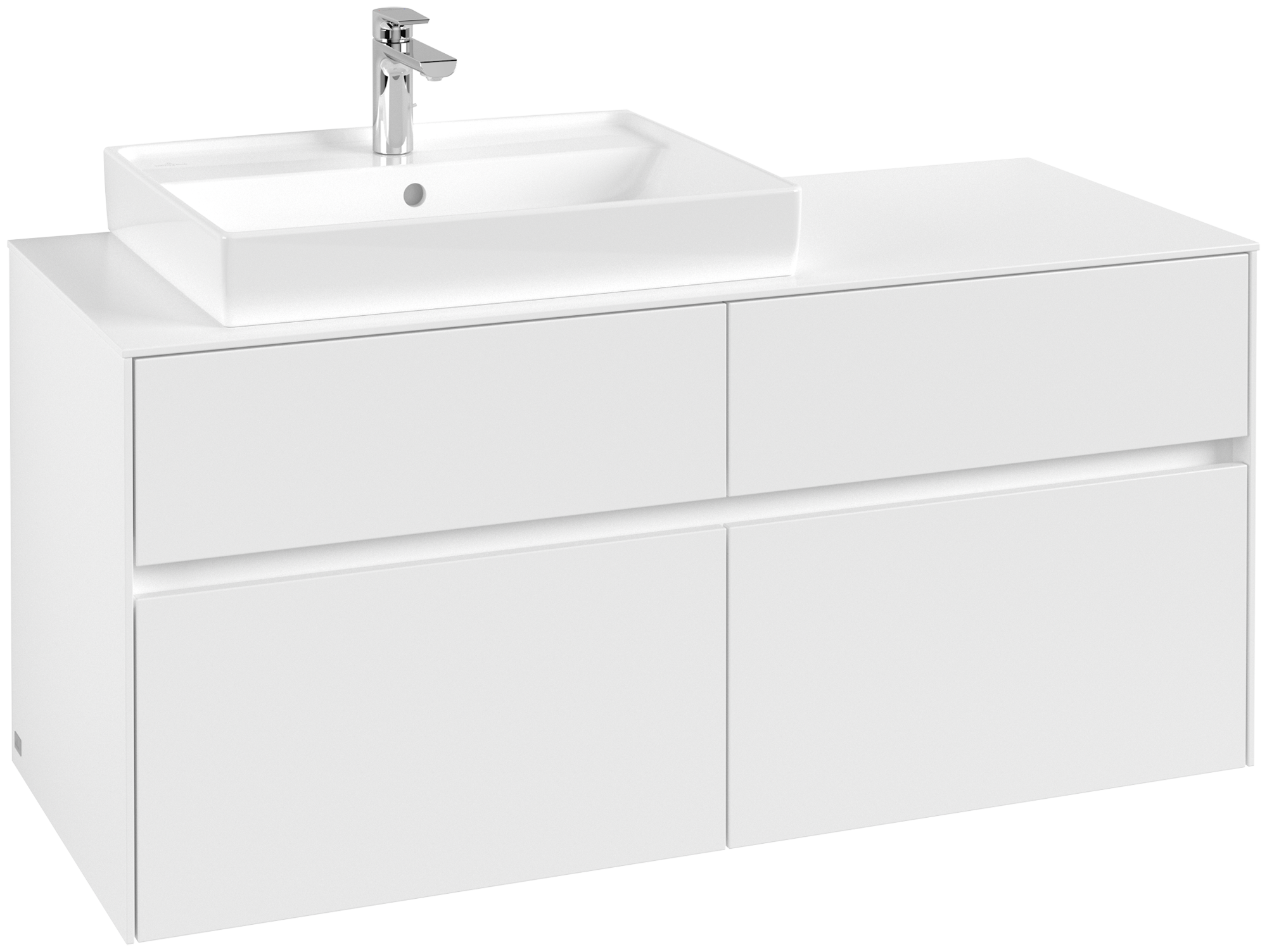 Villeroy & Boch Collaro Waschbeckenunterschrank, 4 Auszüge, 1200x548x500mm, Korpus: White Matt, Front: White Matt