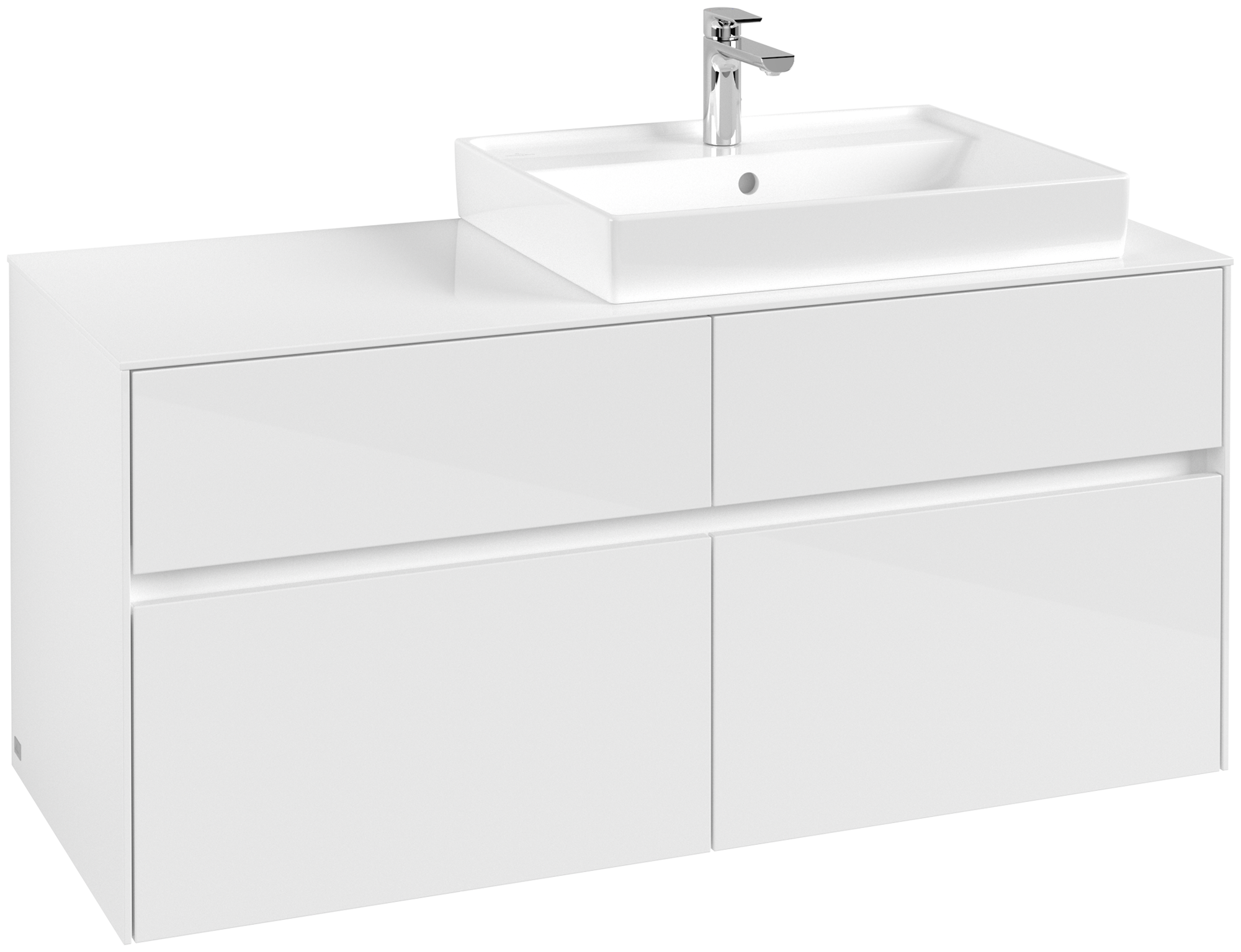 Villeroy & Boch Collaro Meuble sous plan, 4 tiroirs sur rails, 1200x548x500mm, Caisson: Glossy White, Façade: Glossy White