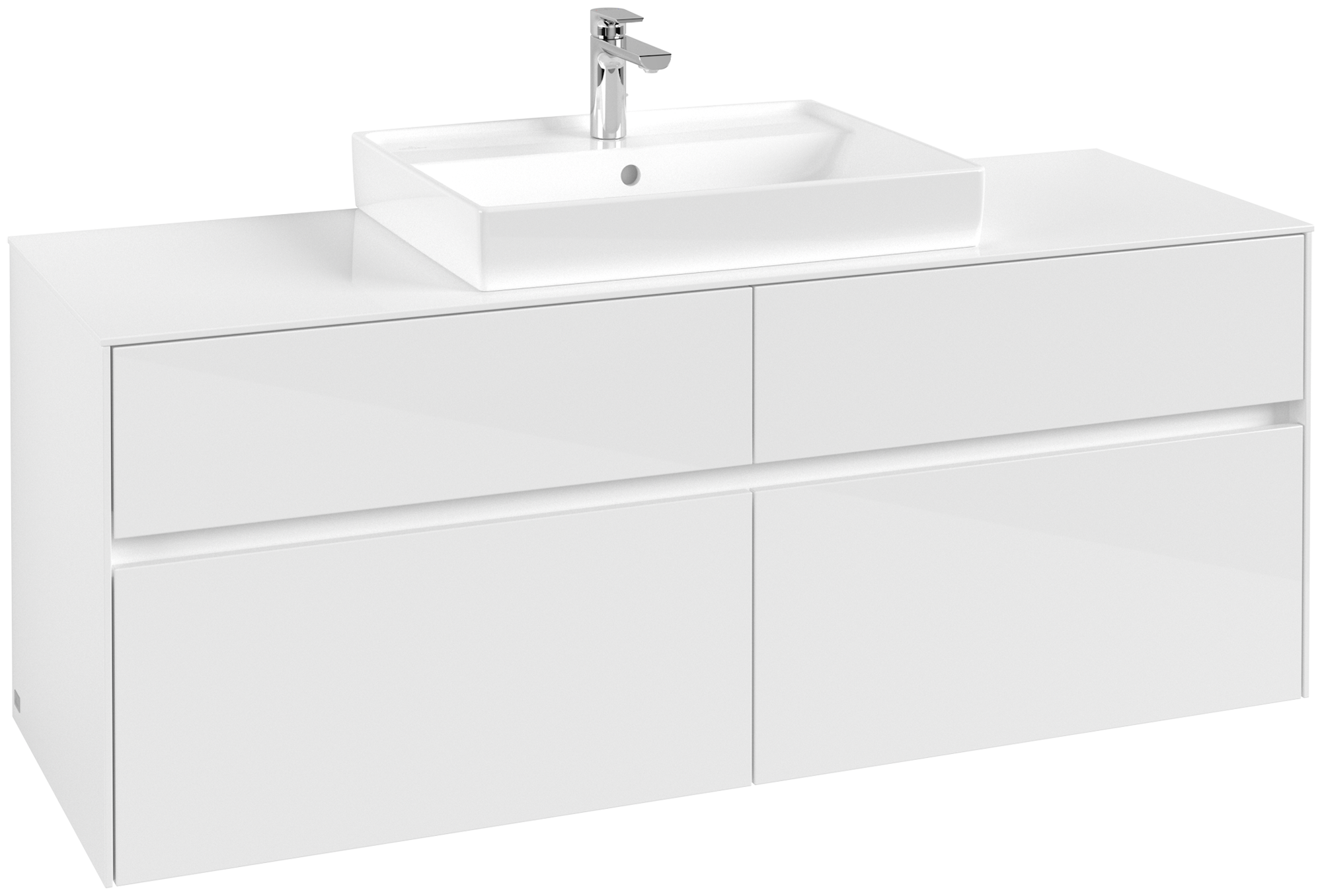 Villeroy & Boch Collaro Meuble sous plan, 4 tiroirs sur rails, 500x548x1400mm, Caisson: Glossy White, Façade: Glossy White