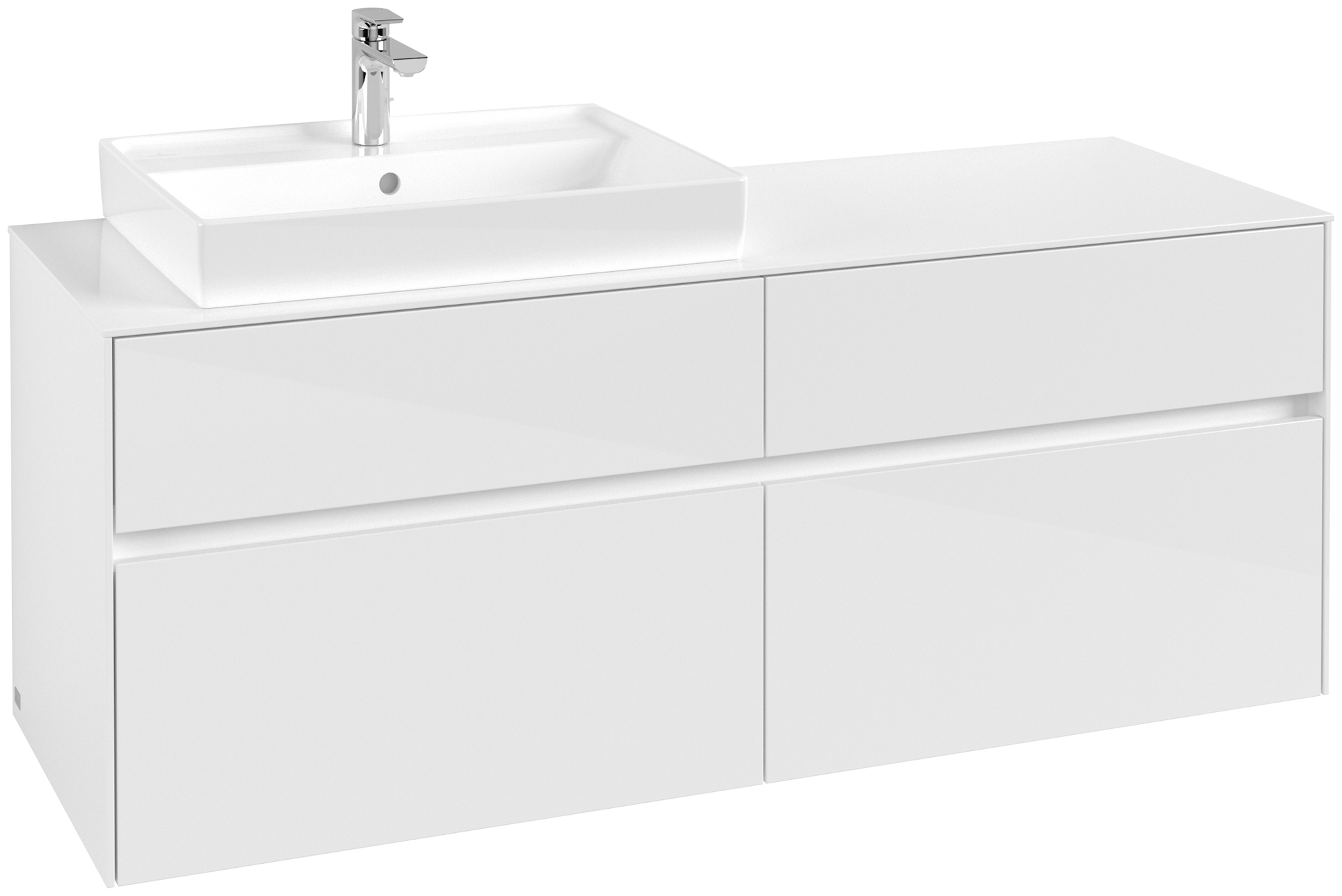 Villeroy & Boch Collaro Meuble sous plan, 4 tiroirs sur rails, 500x548x1400mm, Caisson: Glossy White, Façade: Glossy White