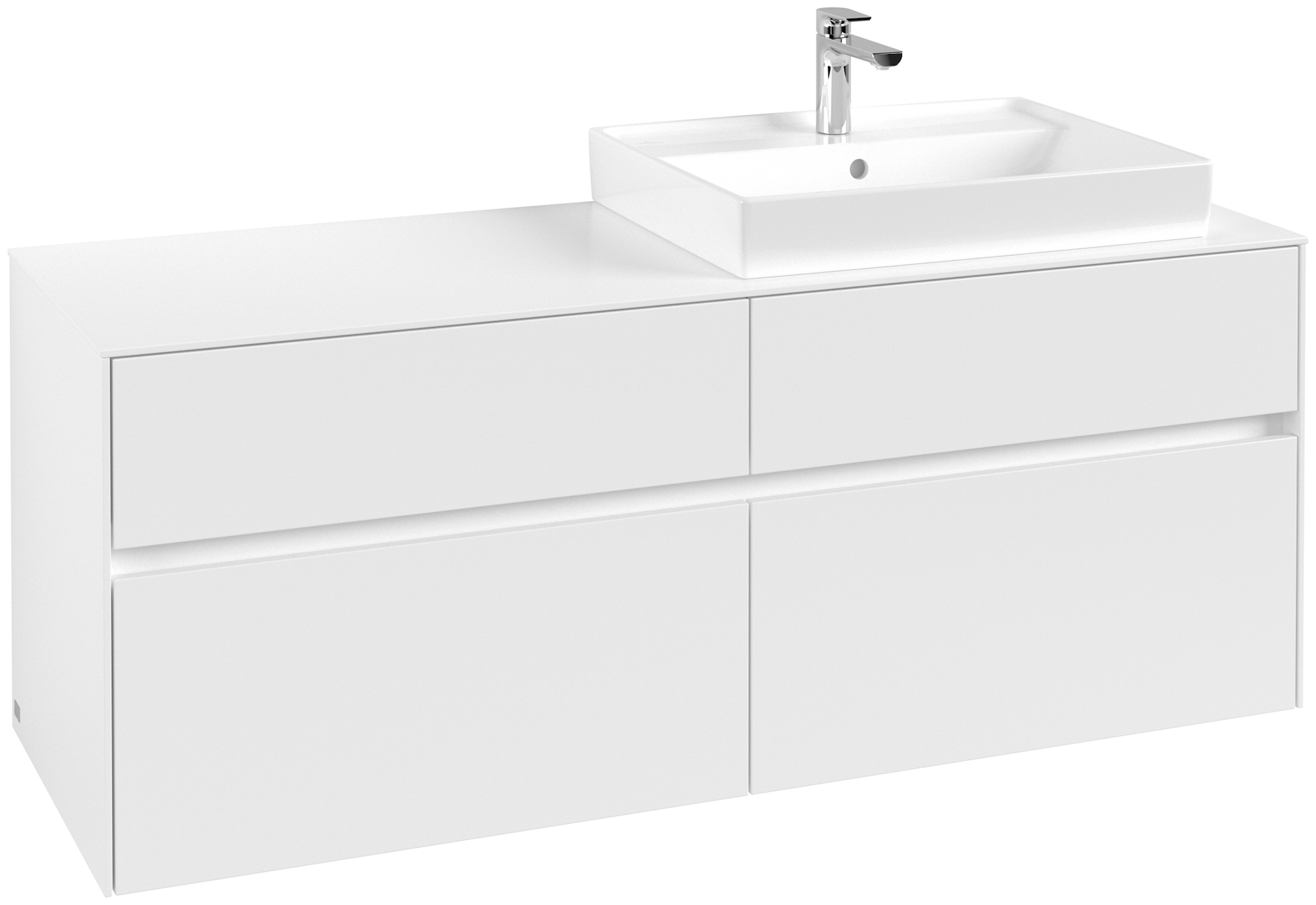 Villeroy & Boch Collaro Waschbeckenunterschrank, 4 Auszüge, 1400x548x500mm, Korpus: White Matt, Front: White Matt