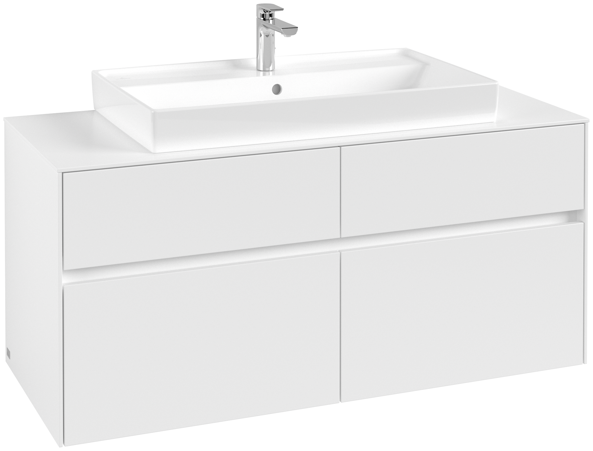 Villeroy & Boch Collaro Waschbeckenunterschrank, 4 Auszüge, 1200x548x500mm, Korpus: White Matt, Front: White Matt