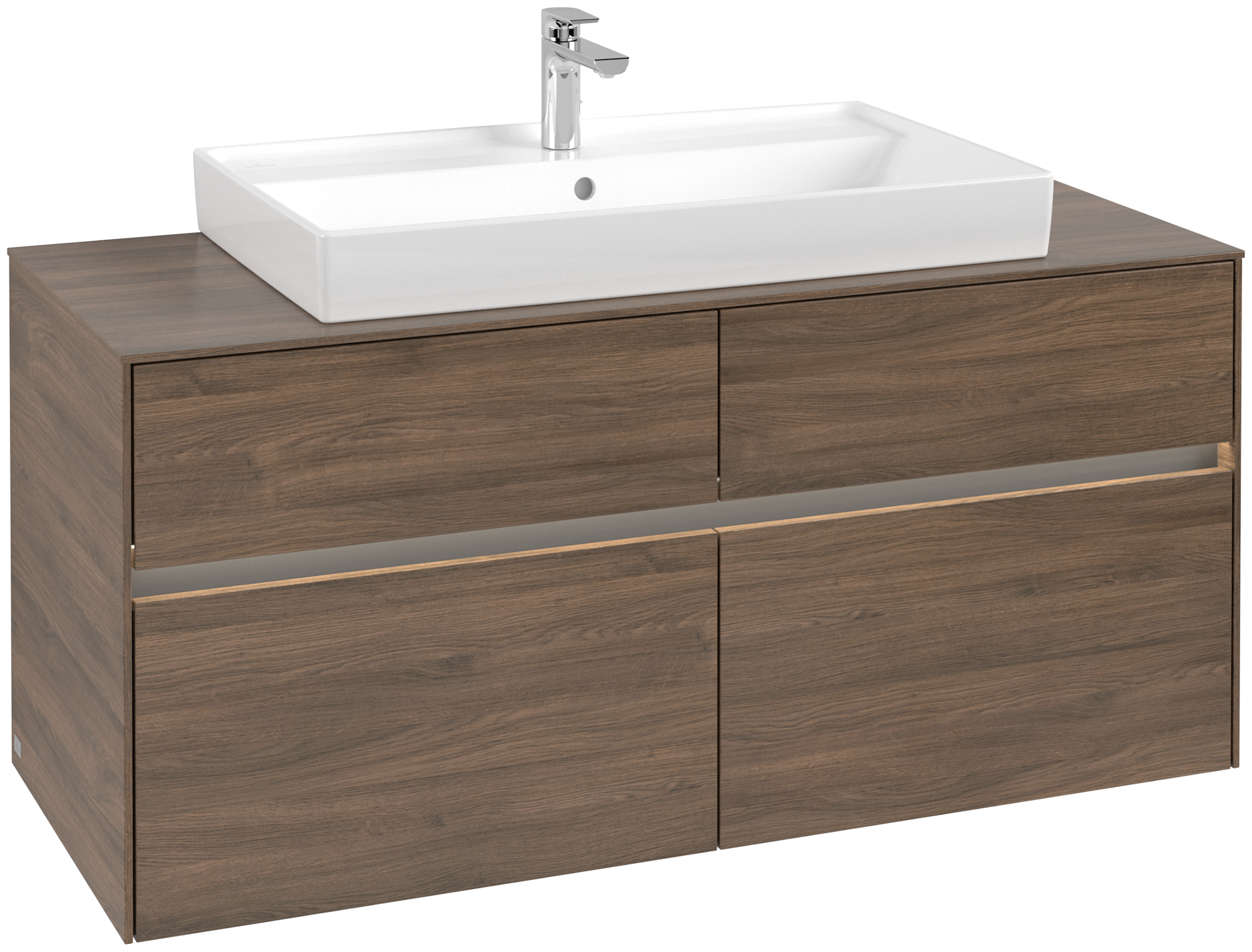 Villeroy & Boch Collaro Skåp till tvättställ, med belysning, 4 utdragbara fack, 1200x548x500mm, Kropp: Arizona Oak, Framsida: Arizona Oak