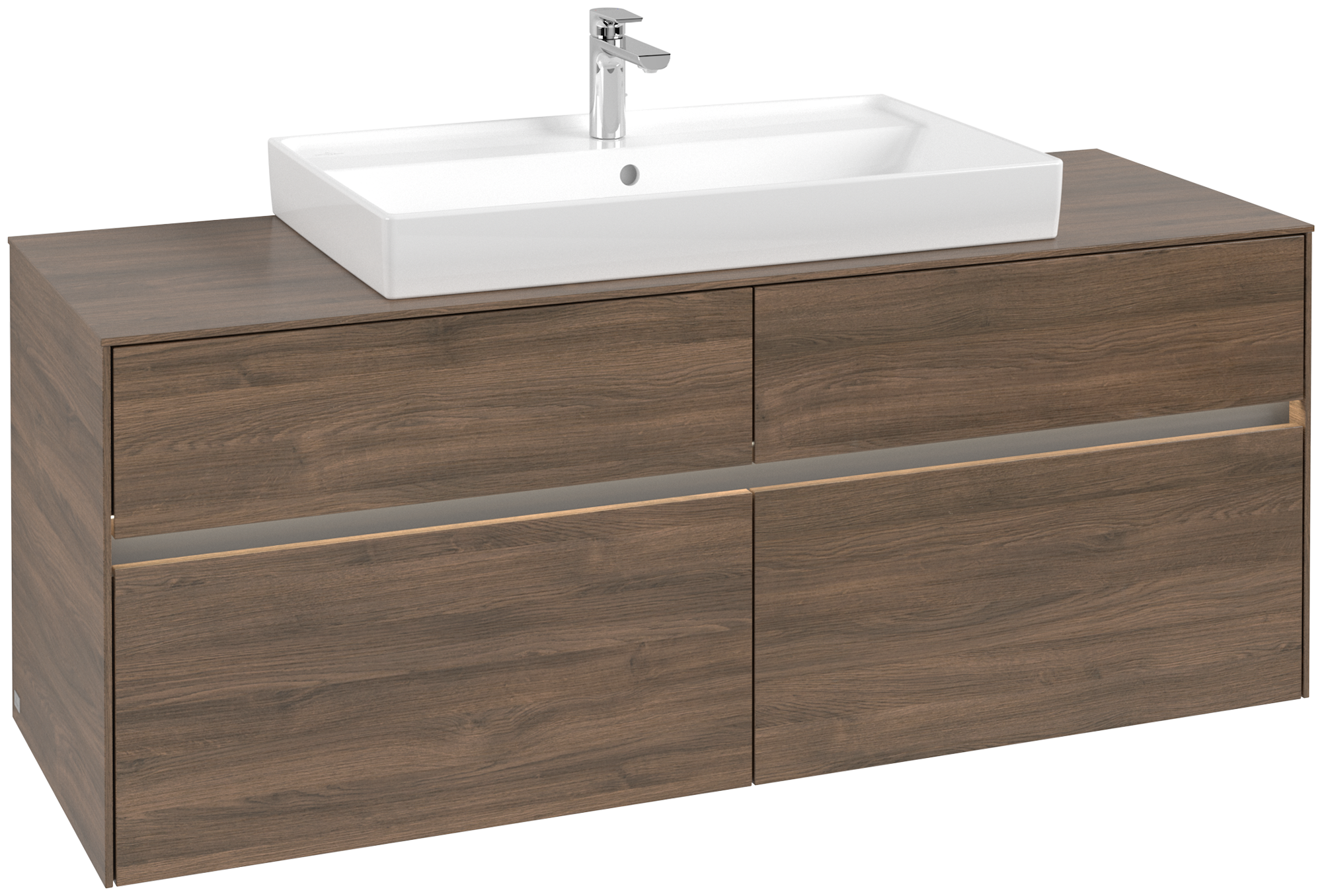 Villeroy & Boch Collaro Skåp till tvättställ, med belysning, 4 utdragbara fack, 1400x548x500mm, Kropp: Arizona Oak, Framsida: Arizona Oak