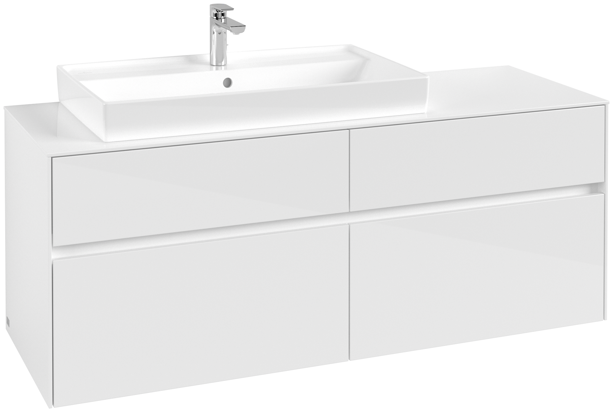 Villeroy & Boch Collaro Meuble sous plan, 4 tiroirs sur rails, 1400x548x500mm, Caisson: Glossy White, Façade: Glossy White
