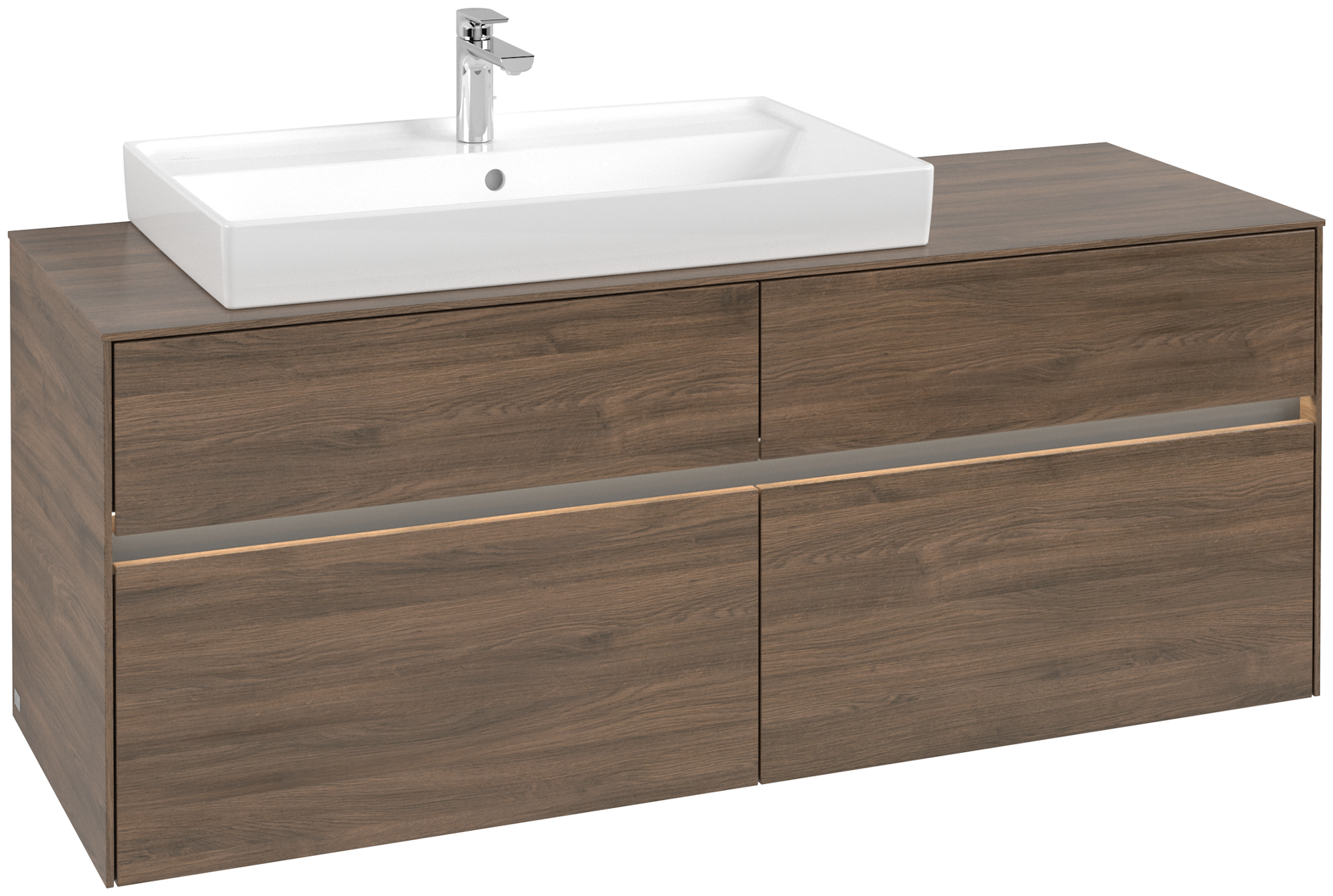 Villeroy & Boch Collaro Skåp till tvättställ, med belysning, 4 utdragbara fack, 1400x548x500mm, Kropp: Arizona Oak, Framsida: Arizona Oak