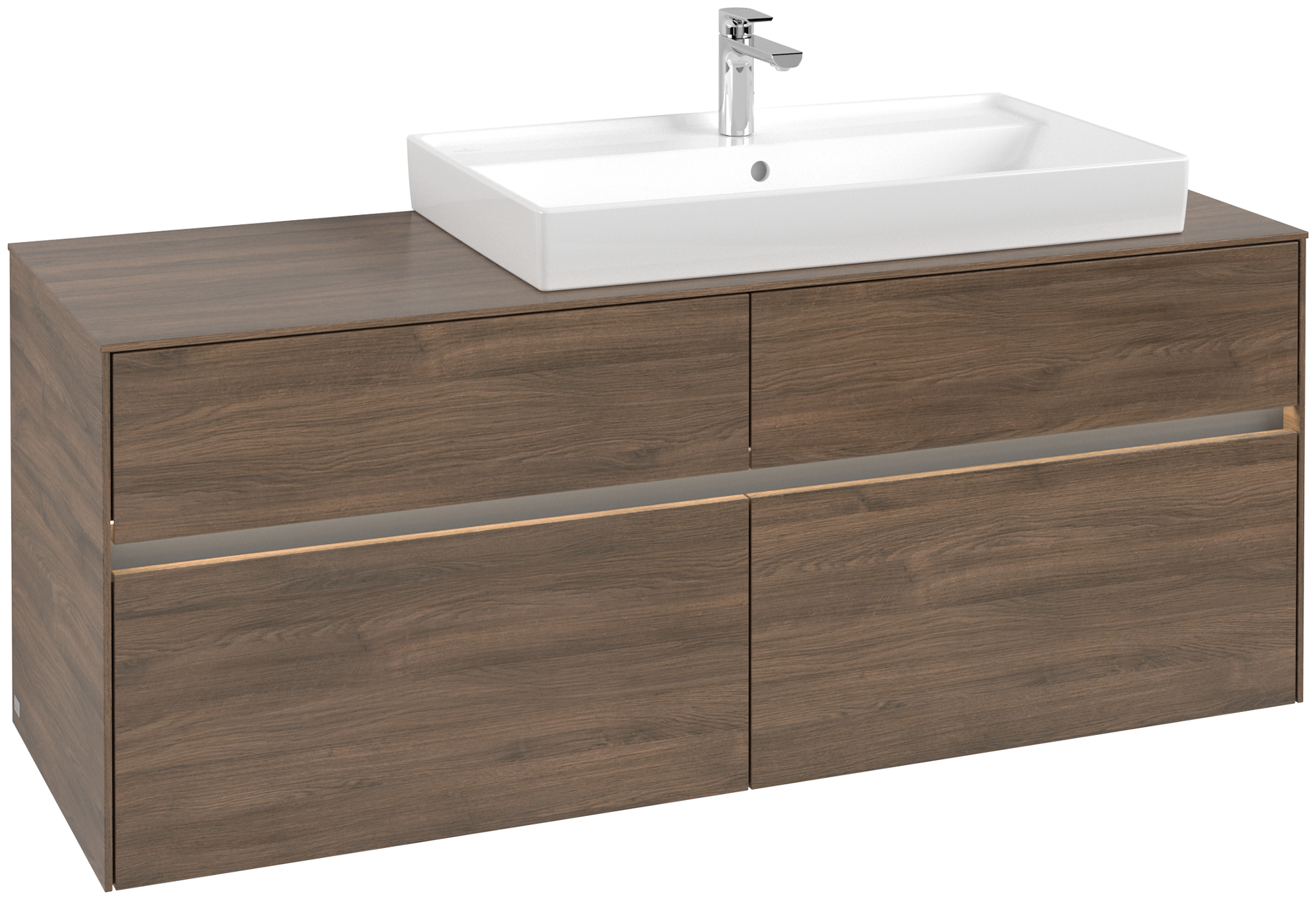 Villeroy & Boch Collaro Skåp till tvättställ, med belysning, 4 utdragbara fack, 1400x548x500mm, Kropp: Arizona Oak, Framsida: Arizona Oak