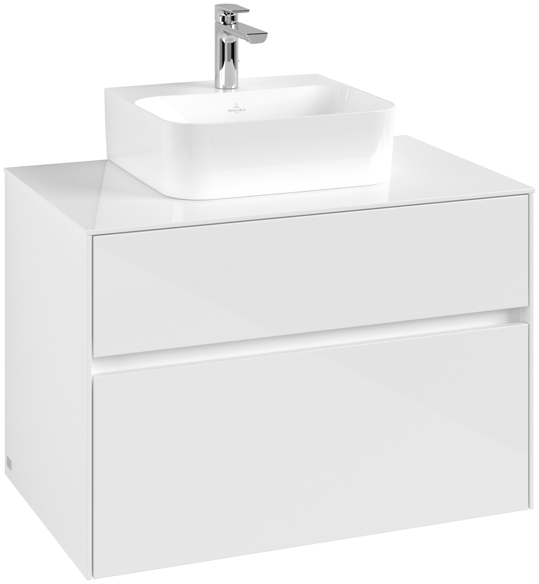 Villeroy & Boch Collaro Waschbeckenunterschrank, 2 Auszüge, 800x548x500mm, Korpus: Glossy White, Front: Glossy White