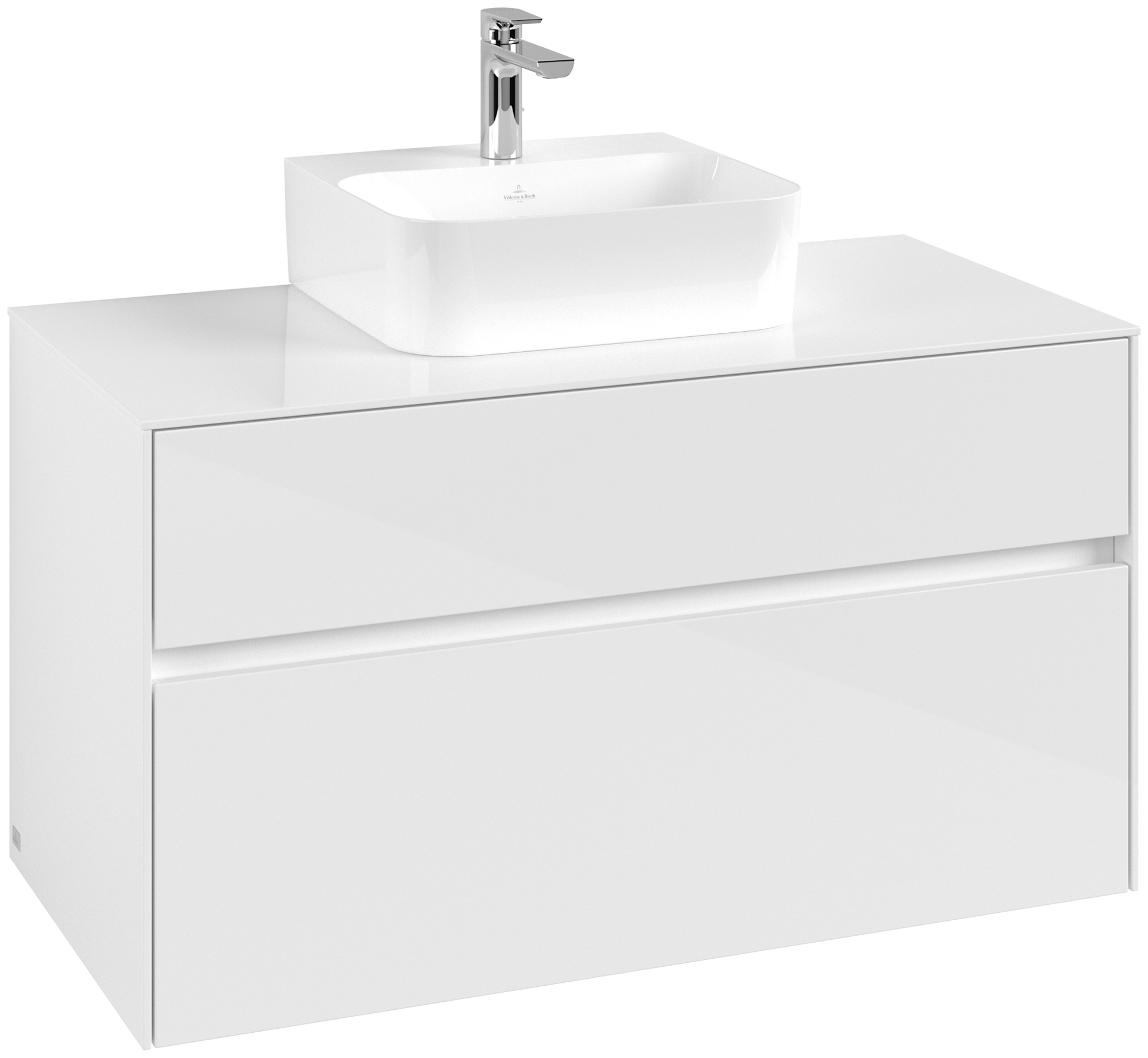 Villeroy & Boch Collaro Waschbeckenunterschrank, 2 Auszüge, 1000x548x500mm, Korpus: Glossy White, Front: Glossy White