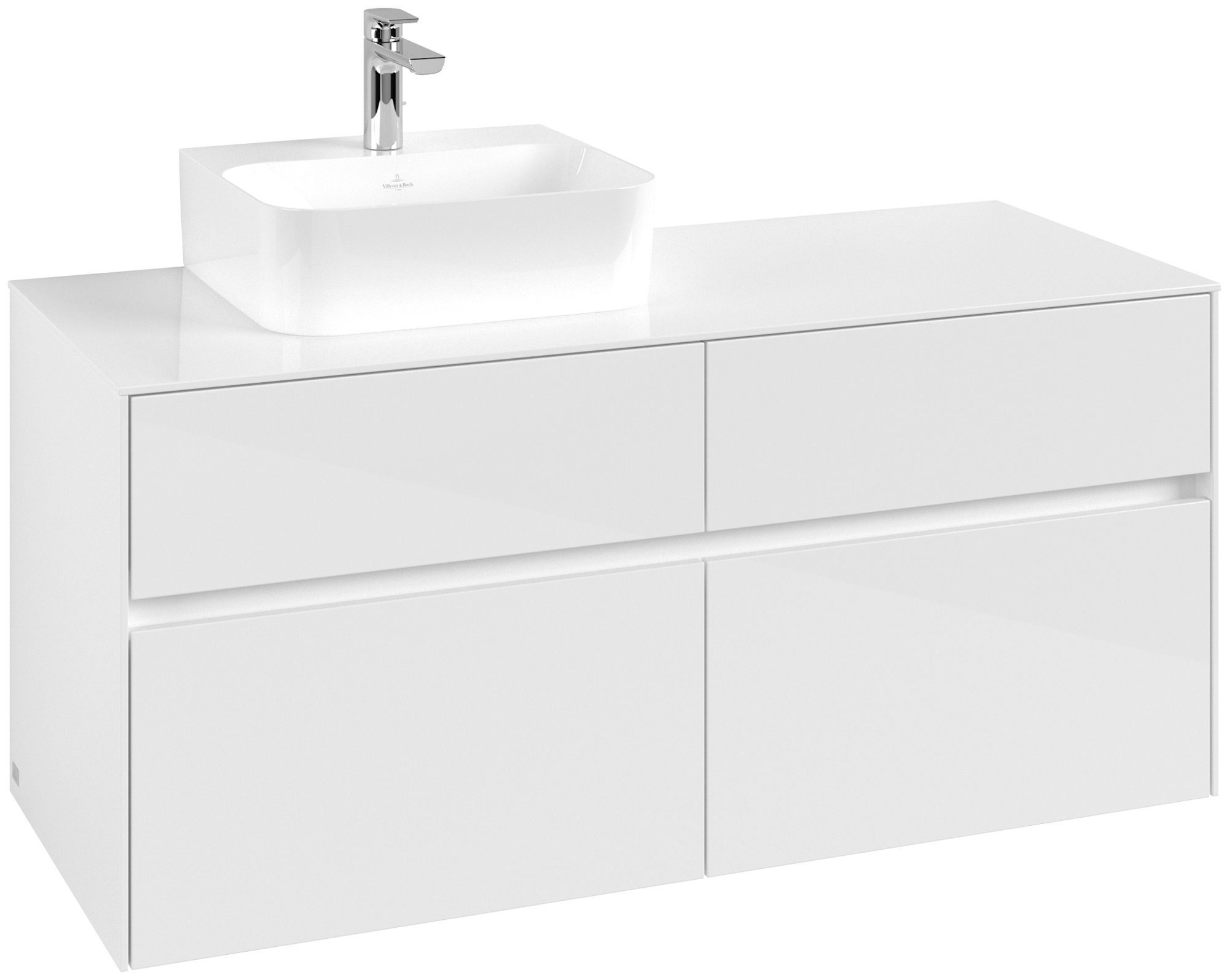Villeroy & Boch Collaro Waschbeckenunterschrank, 4 Auszüge, 1200x548x500mm, Korpus: Glossy White, Front: Glossy White