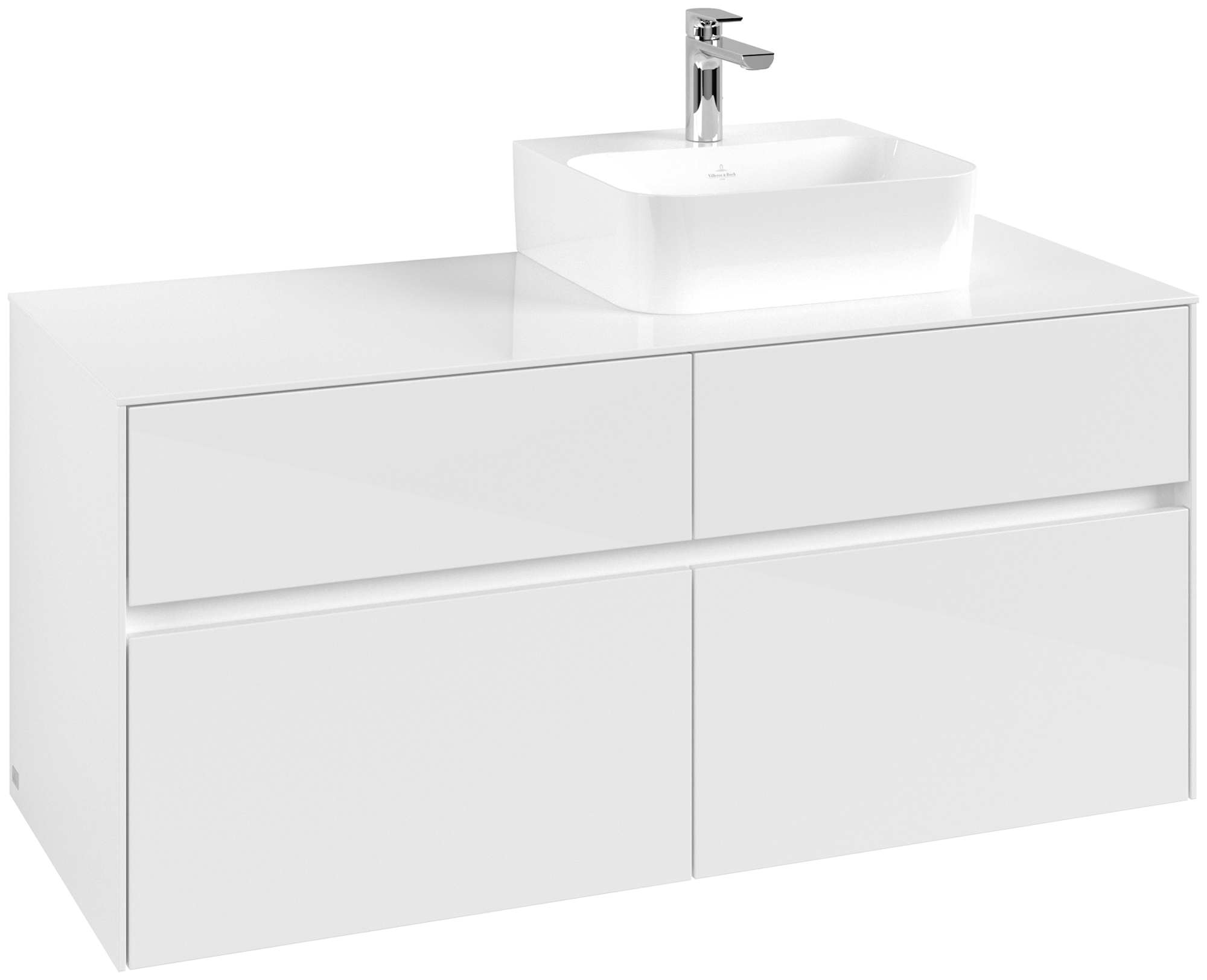 Villeroy & Boch Collaro Waschbeckenunterschrank, 4 Auszüge, 1200x548x500mm, Korpus: Glossy White, Front: Glossy White