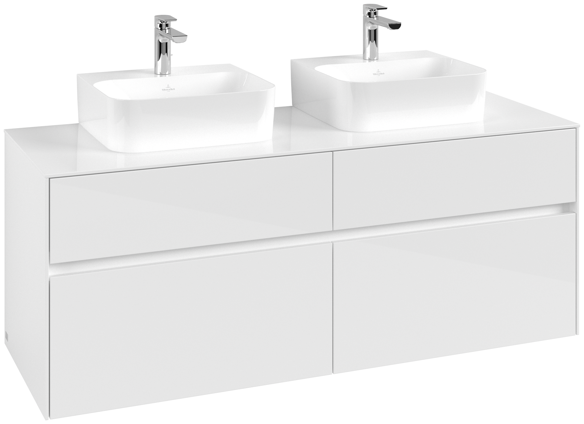 Villeroy & Boch Collaro Waschbeckenunterschrank, 4 Auszüge, 1400x548x500mm, Korpus: Glossy White, Front: Glossy White