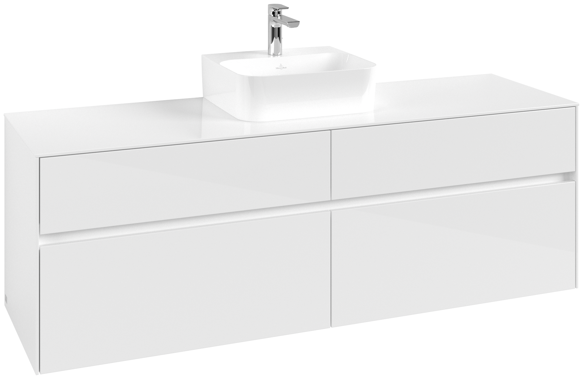 Villeroy & Boch Collaro Waschbeckenunterschrank, 4 Auszüge, 1600x548x500mm, Korpus: Glossy White, Front: Glossy White