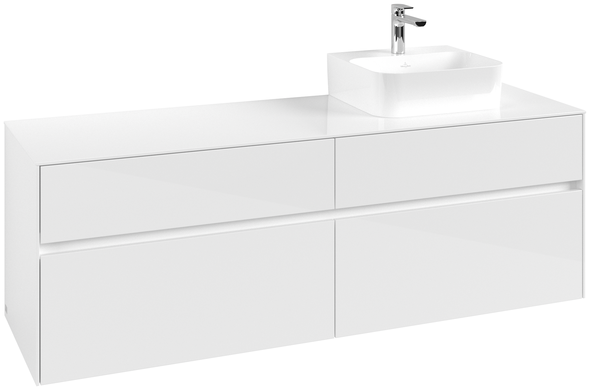 Villeroy & Boch Collaro Waschbeckenunterschrank, 4 Auszüge, 1600x548x500mm, Korpus: Glossy White, Front: Glossy White