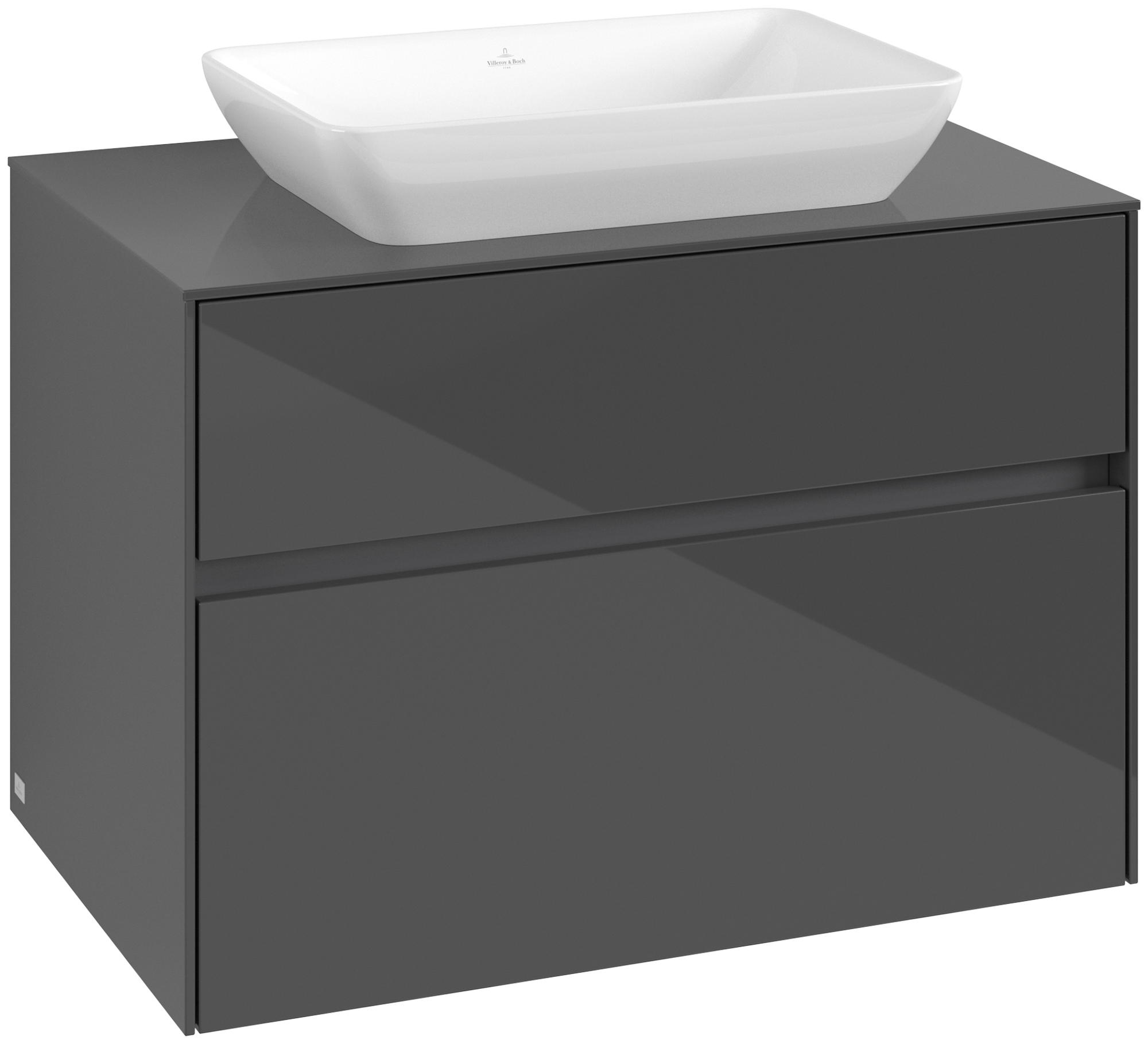 Villeroy & Boch Collaro Vanity unit, 2 pull-out compartments, 800x548x500mm, Body: Glossy Grey, Front: Glossy Grey