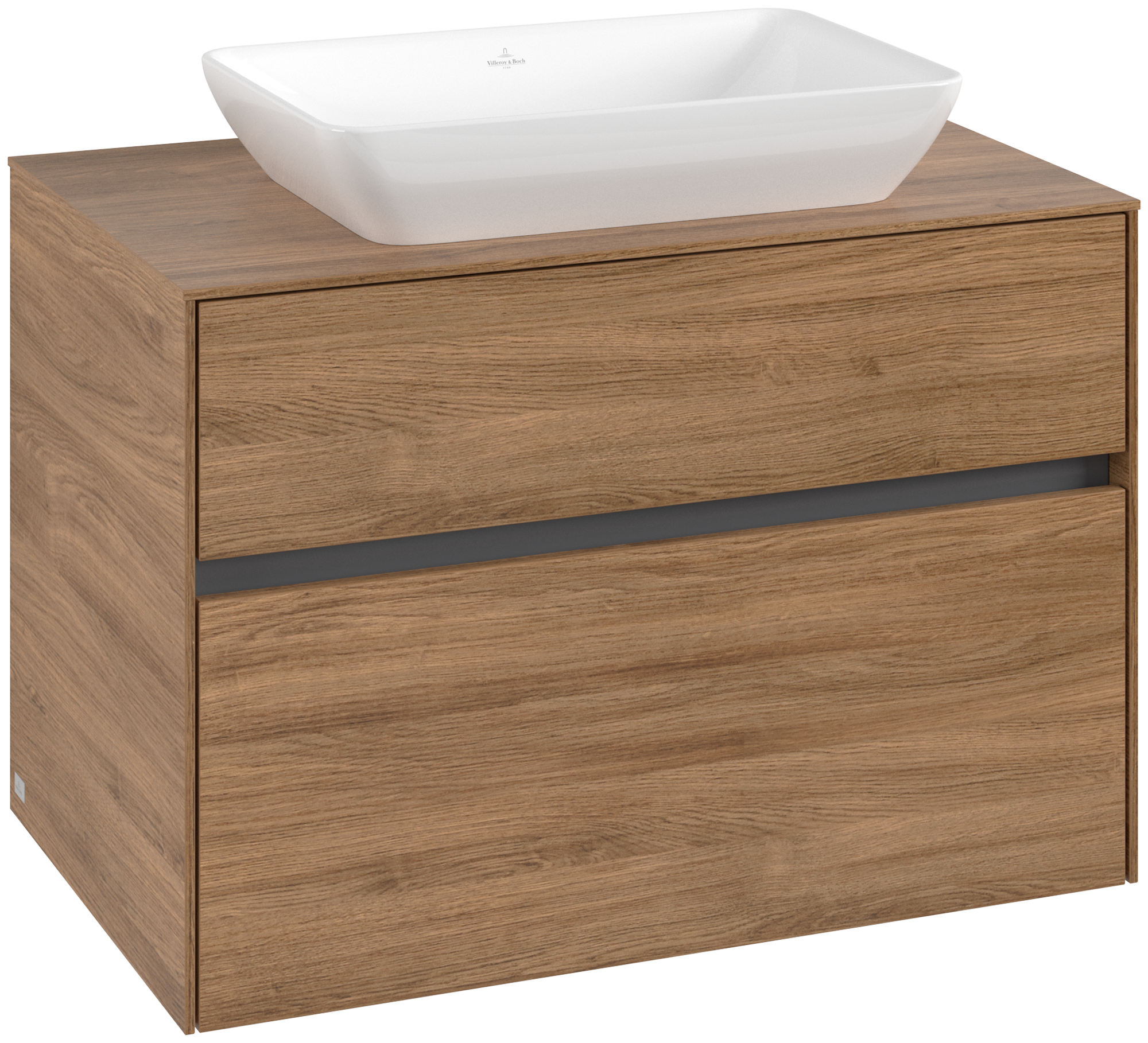 Villeroy & Boch Collaro Vanity unit, 2 pull-out compartments, 800x548x500mm, Body: Oak Kansas, Front: Oak Kansas