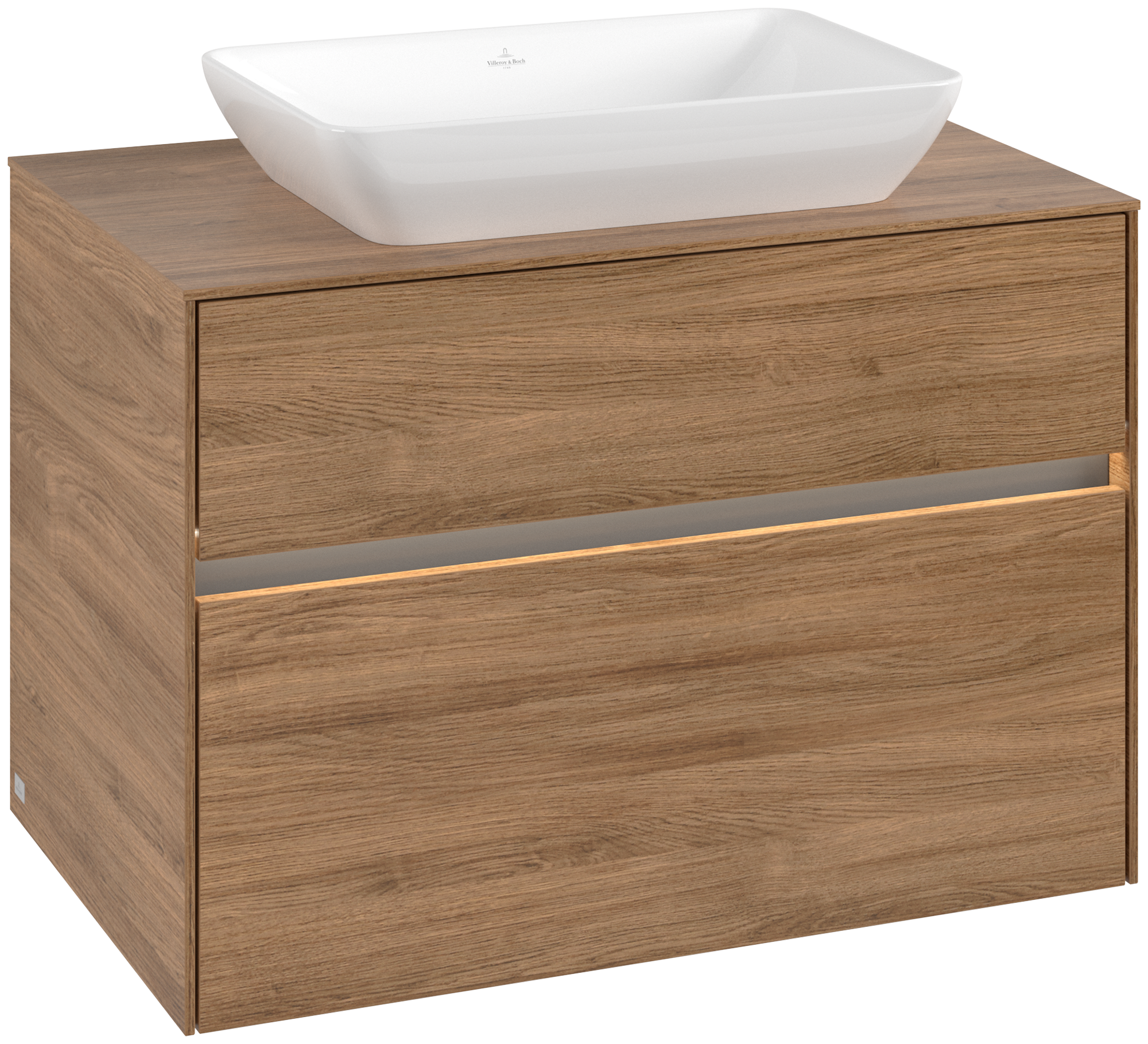 Villeroy & Boch Collaro Vanity unit, with lighting, 2 pull-out compartments, 800x548x500mm, Body: Oak Kansas, Front: Oak Kansas