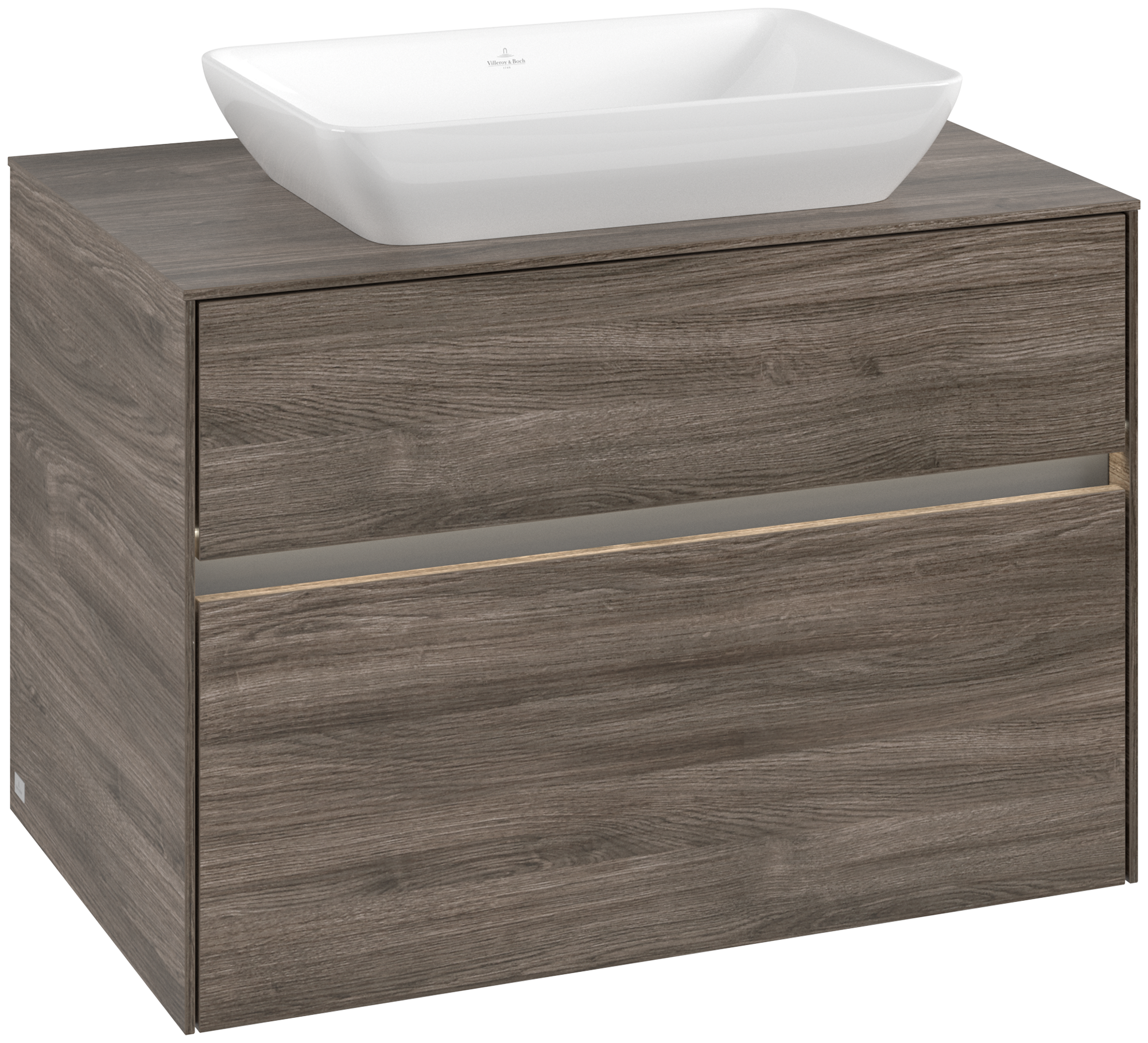 Villeroy & Boch Collaro Vanity unit, with lighting, 2 pull-out compartments, 800x548x500mm, Body: Stone Oak, Front: Stone Oak