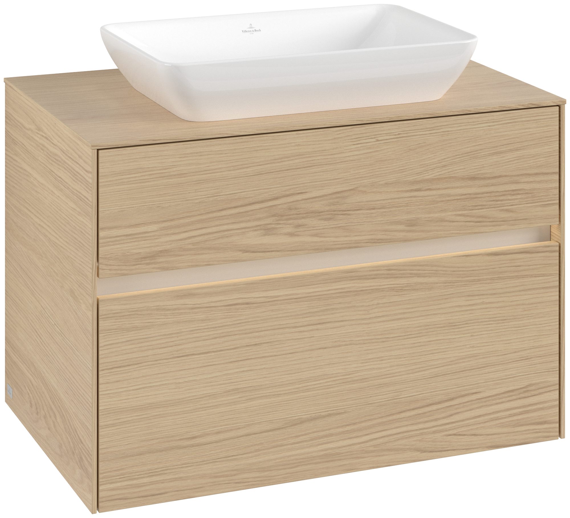 Villeroy & Boch Collaro Vanity unit, with lighting, 2 pull-out compartments, 800x548x500mm, Body: Nordic Oak, Front: Nordic Oak