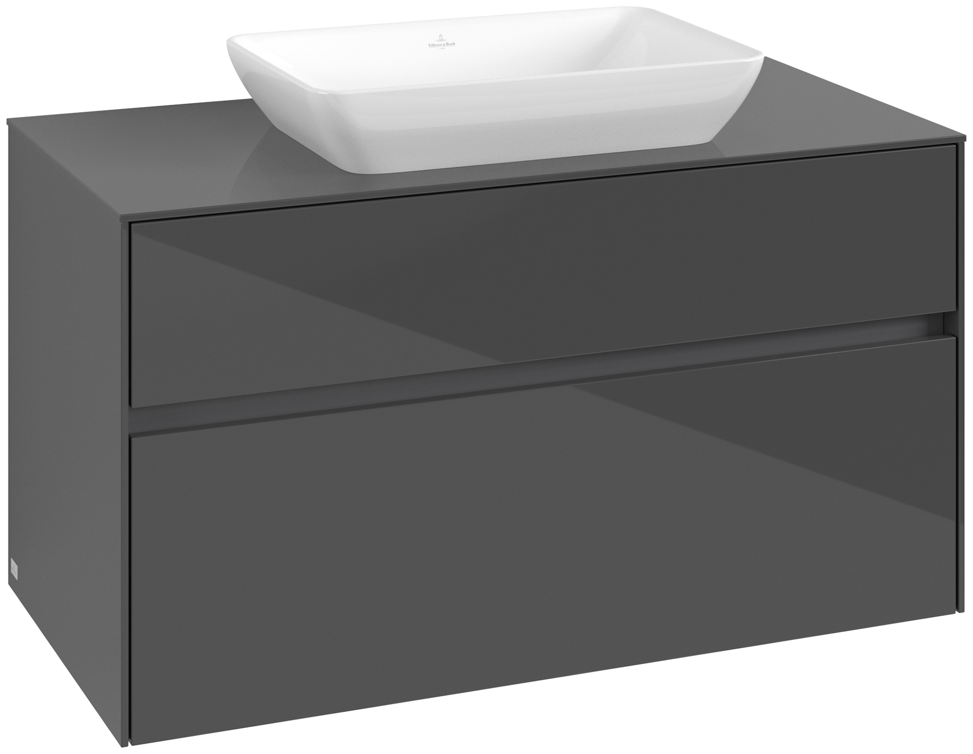 Villeroy & Boch Collaro Vanity unit, 2 pull-out compartments, 1000x548x500mm, Body: Glossy Grey, Front: Glossy Grey