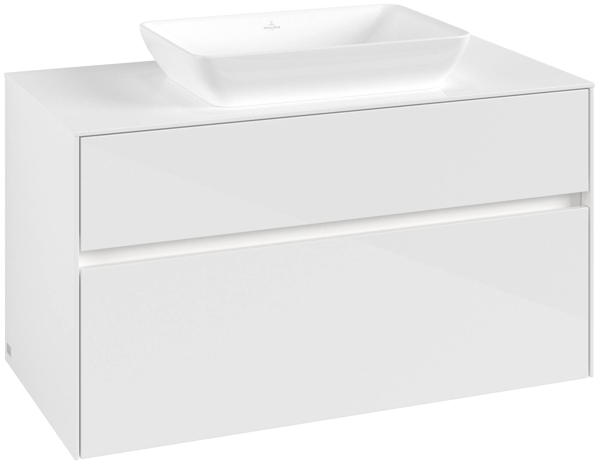 Villeroy & Boch Collaro Vanity unit, with lighting, 2 pull-out compartments, 1000x548x500mm, Body: Glossy White, Front: Glossy White