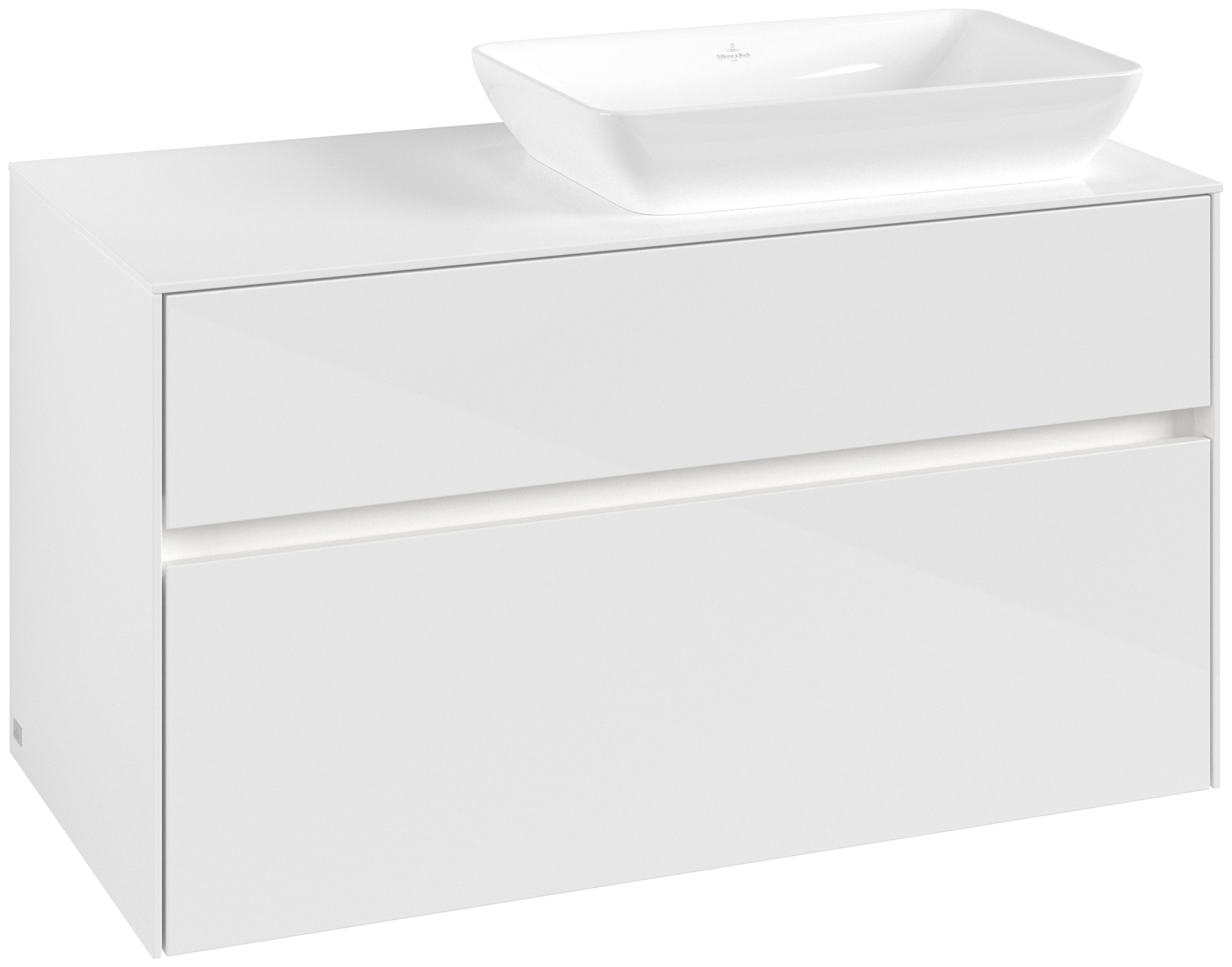 Villeroy & Boch Collaro Vanity unit, with lighting, 2 pull-out compartments, 1000x548x500mm, Body: Glossy White, Front: Glossy White