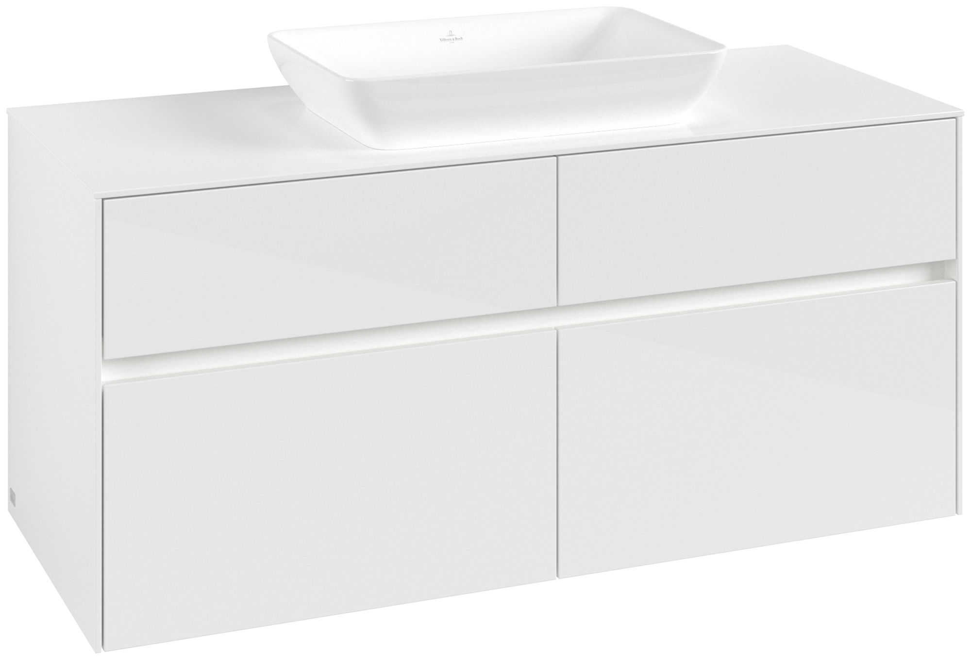 Villeroy & Boch Collaro Vanity unit, with lighting, 4 pull-out compartments, 1200x548x500mm, Body: Glossy White, Front: Glossy White
