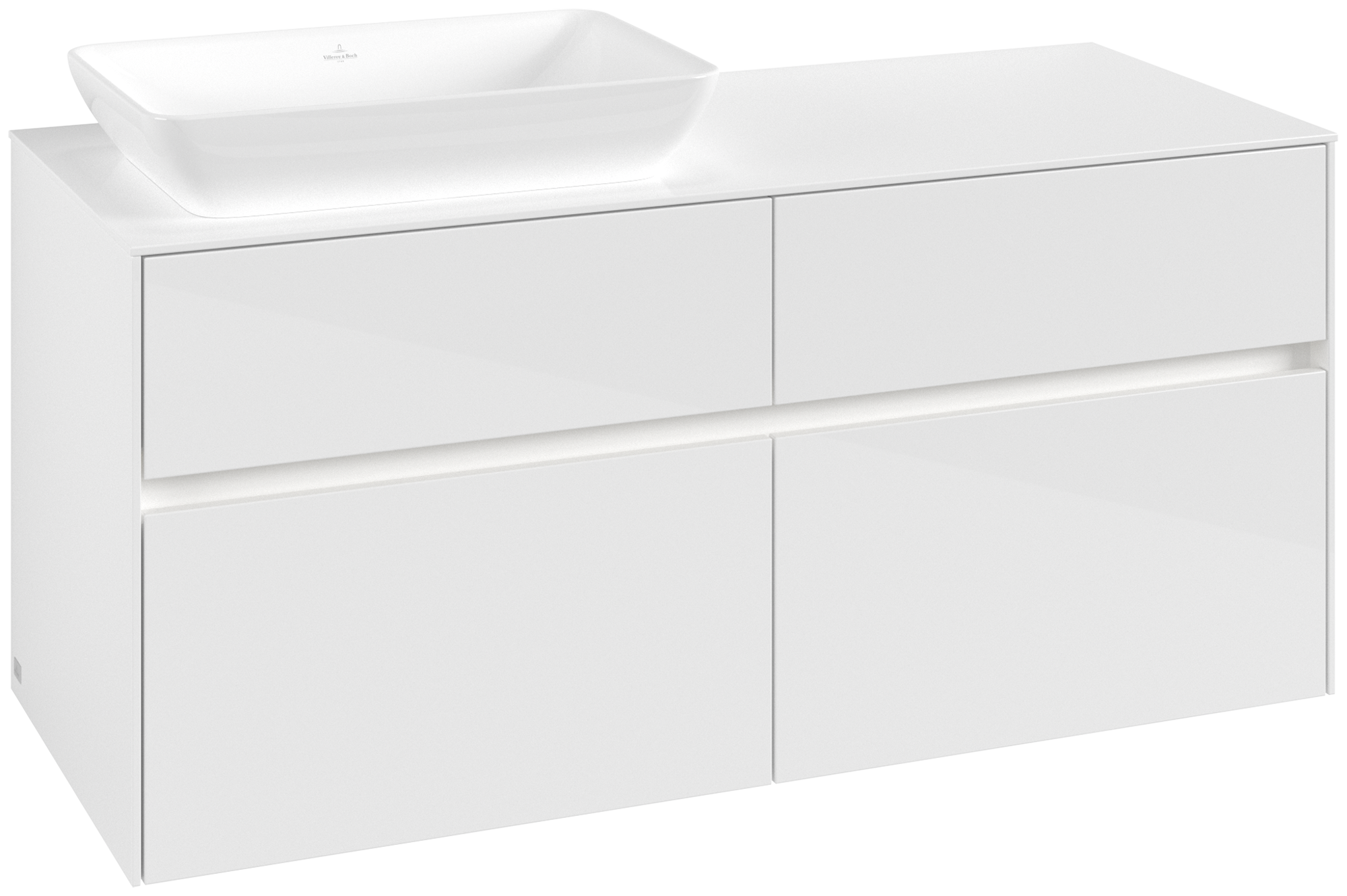 Villeroy & Boch Collaro Vanity unit, with lighting, 4 pull-out compartments, 1200x548x500mm, Body: Glossy White, Front: Glossy White