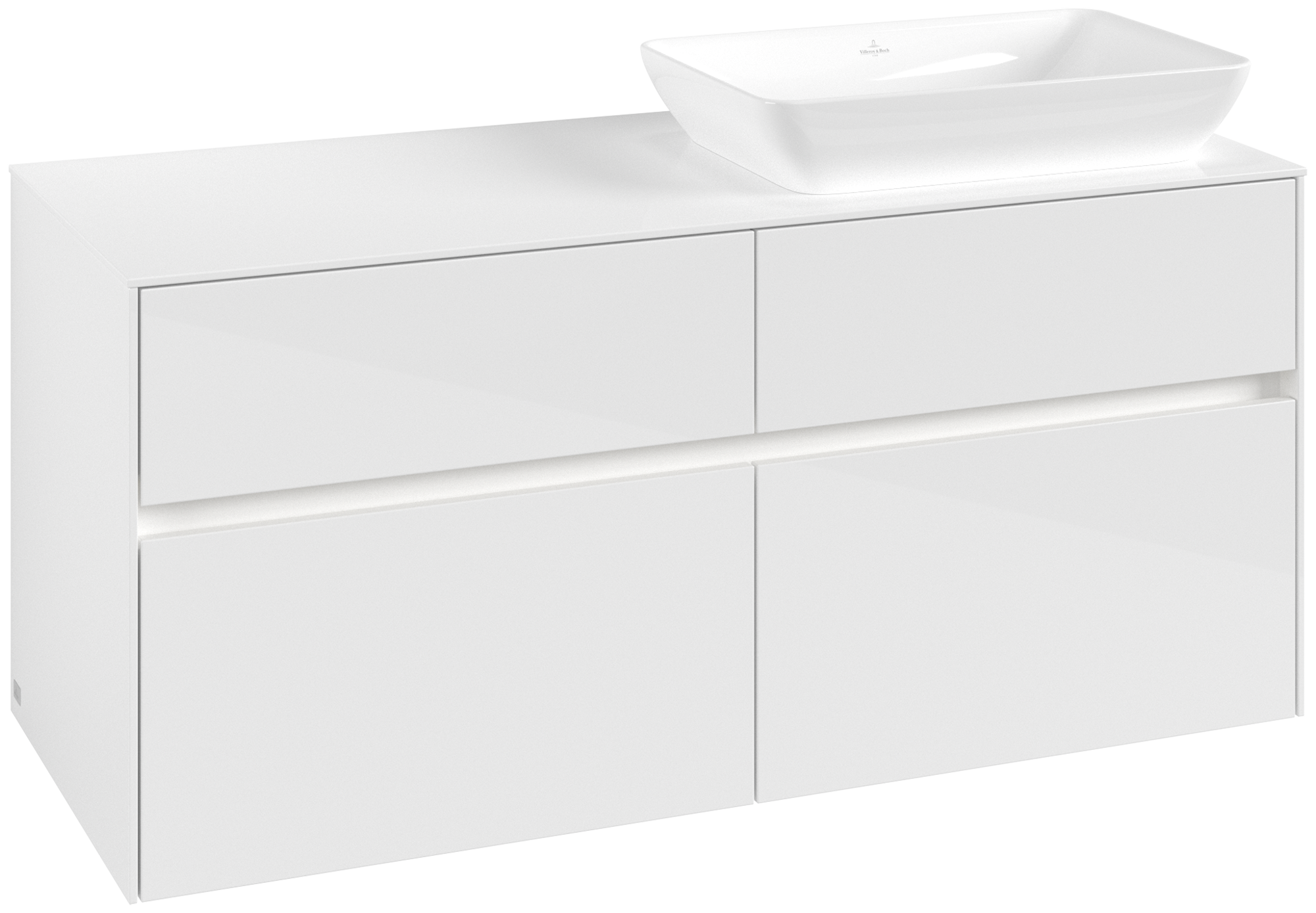 Villeroy & Boch Collaro Vanity unit, with lighting, 4 pull-out compartments, 1200x548x500mm, Body: Glossy White, Front: Glossy White