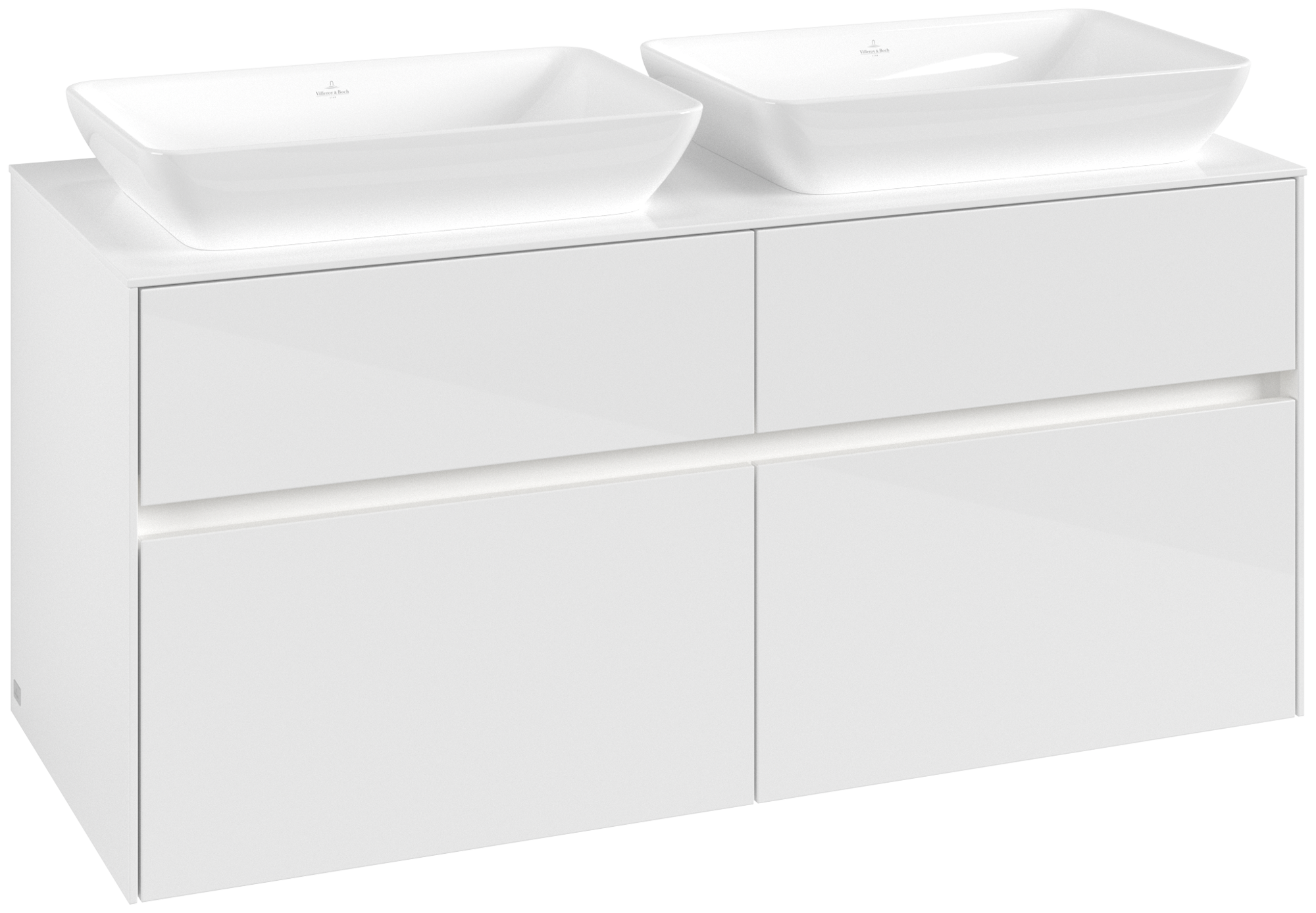 Villeroy & Boch Collaro Vanity unit, with lighting, 4 pull-out compartments, 1200x548x500mm, Body: Glossy White, Front: Glossy White