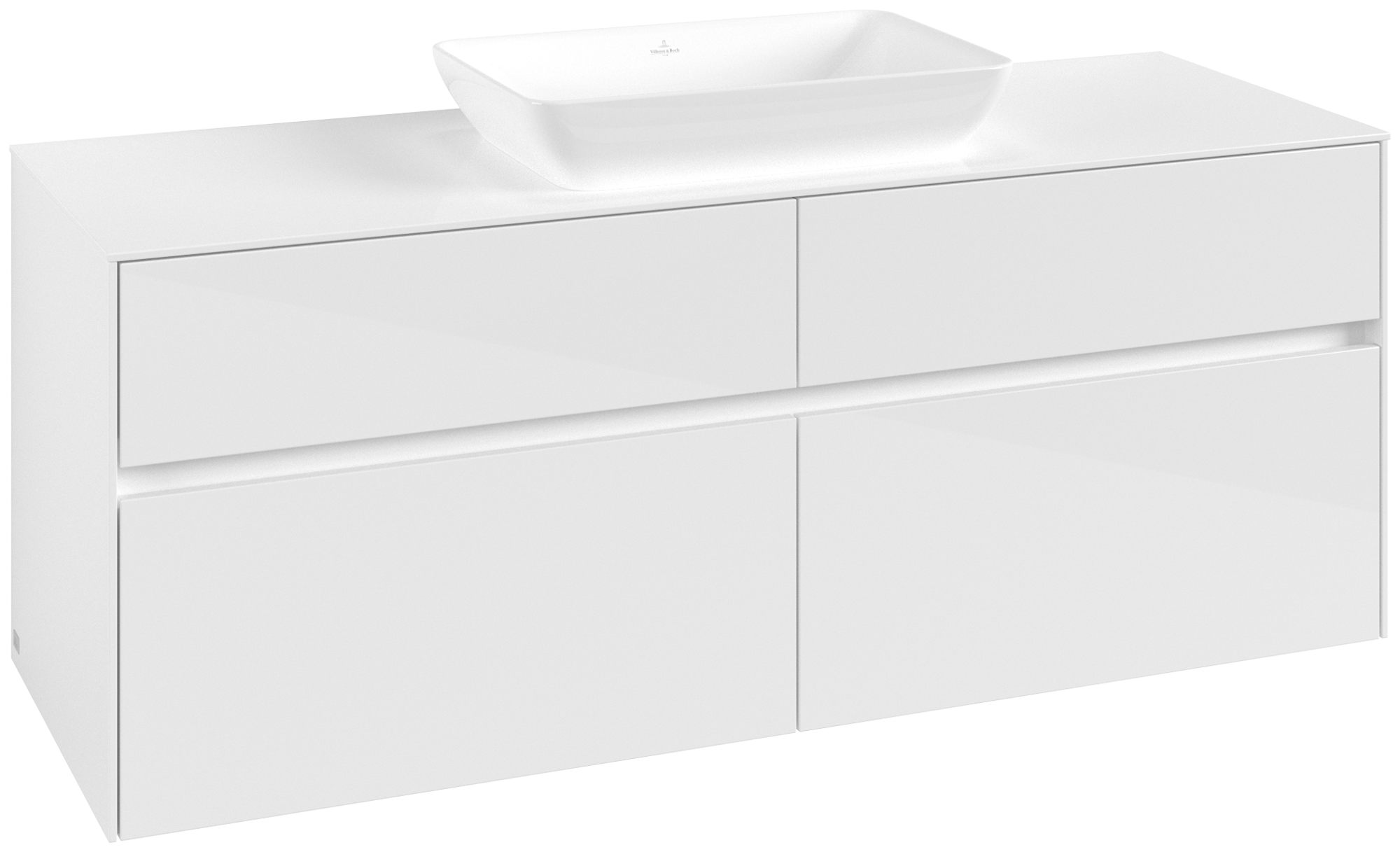 Villeroy & Boch Collaro Vanity unit, 4 pull-out compartments, 1400x548x500mm, Body: Glossy White, Front: Glossy White