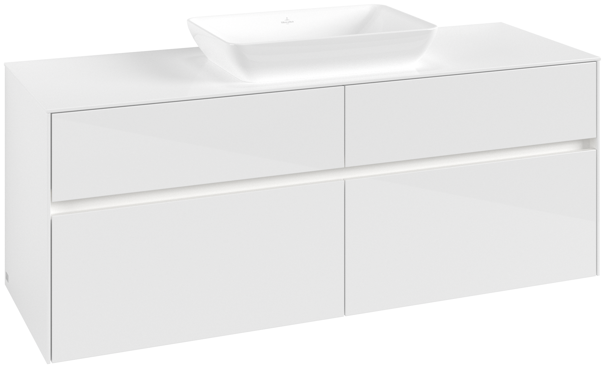 Villeroy & Boch Collaro Vanity unit, with lighting, 4 pull-out compartments, 1400x548x500mm, Body: Glossy White, Front: Glossy White
